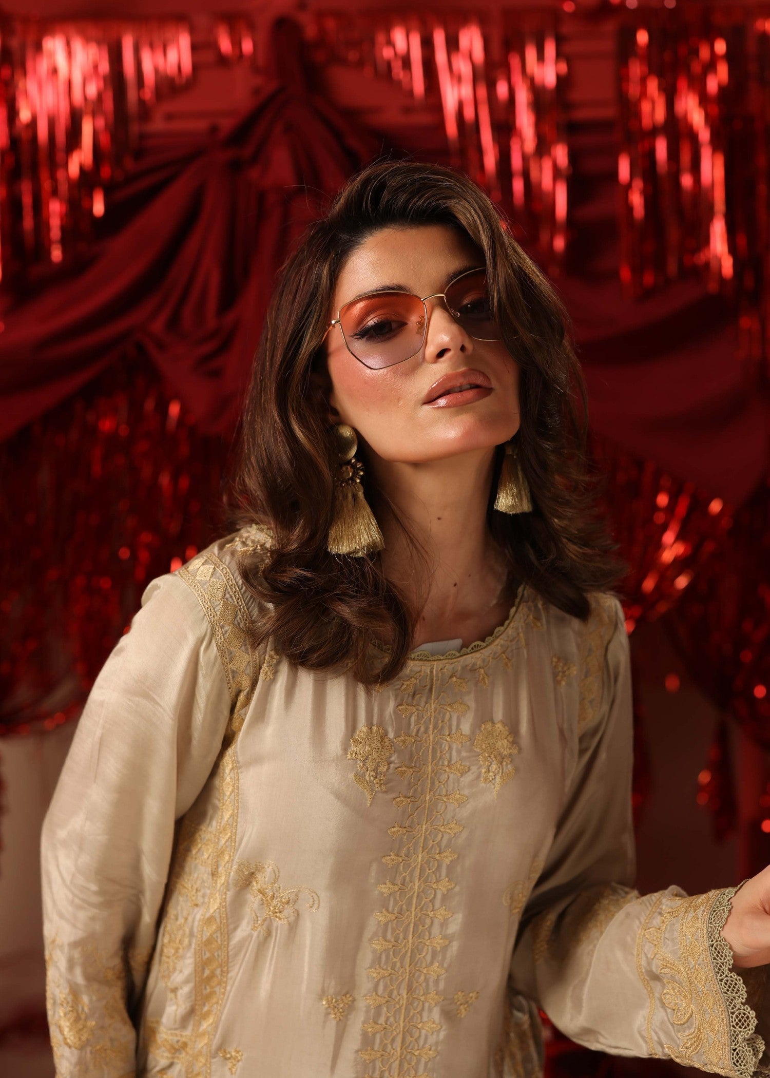 viscose Kurta Set in Vanilla