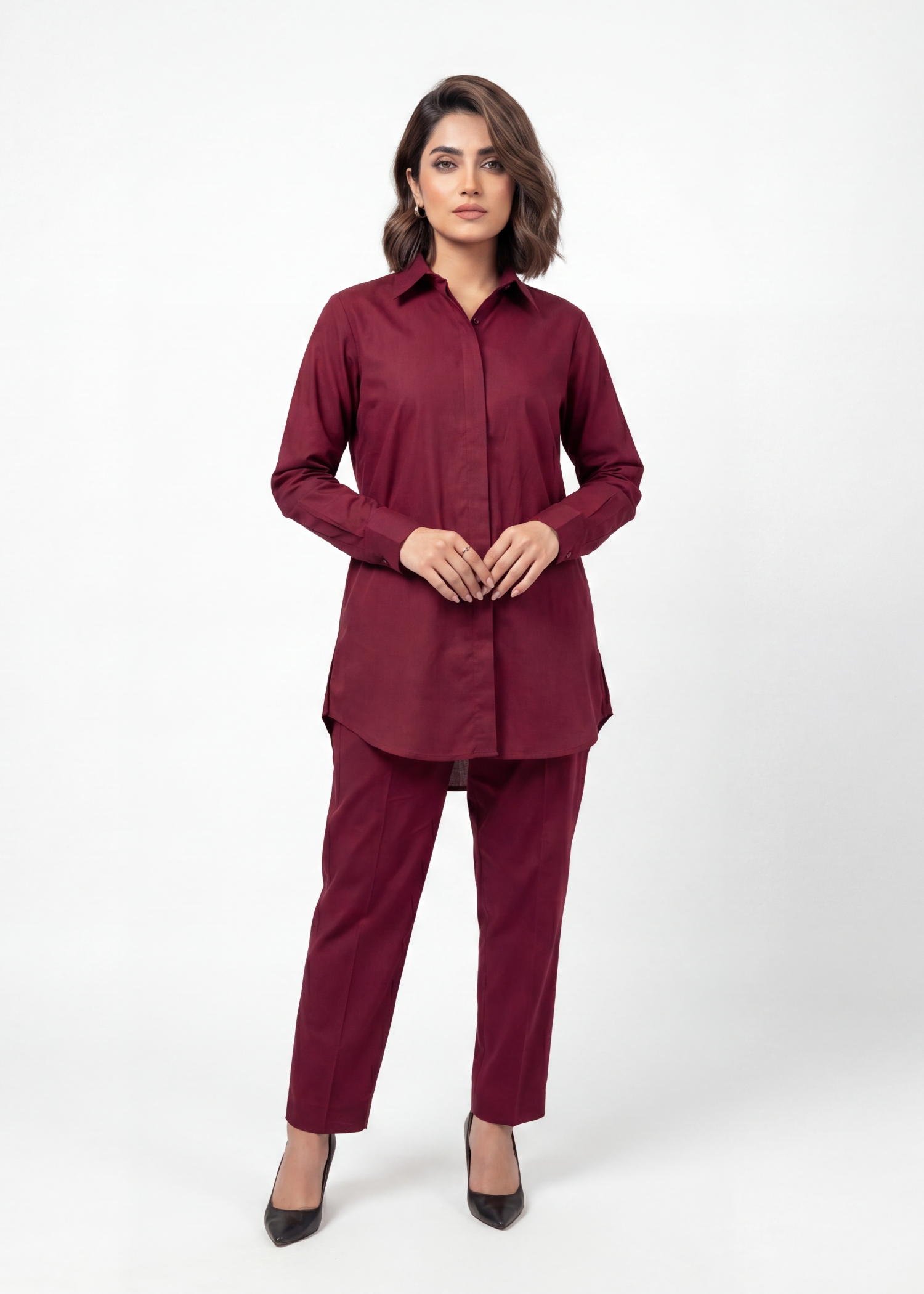 cotton Co ord Sets in Berry red