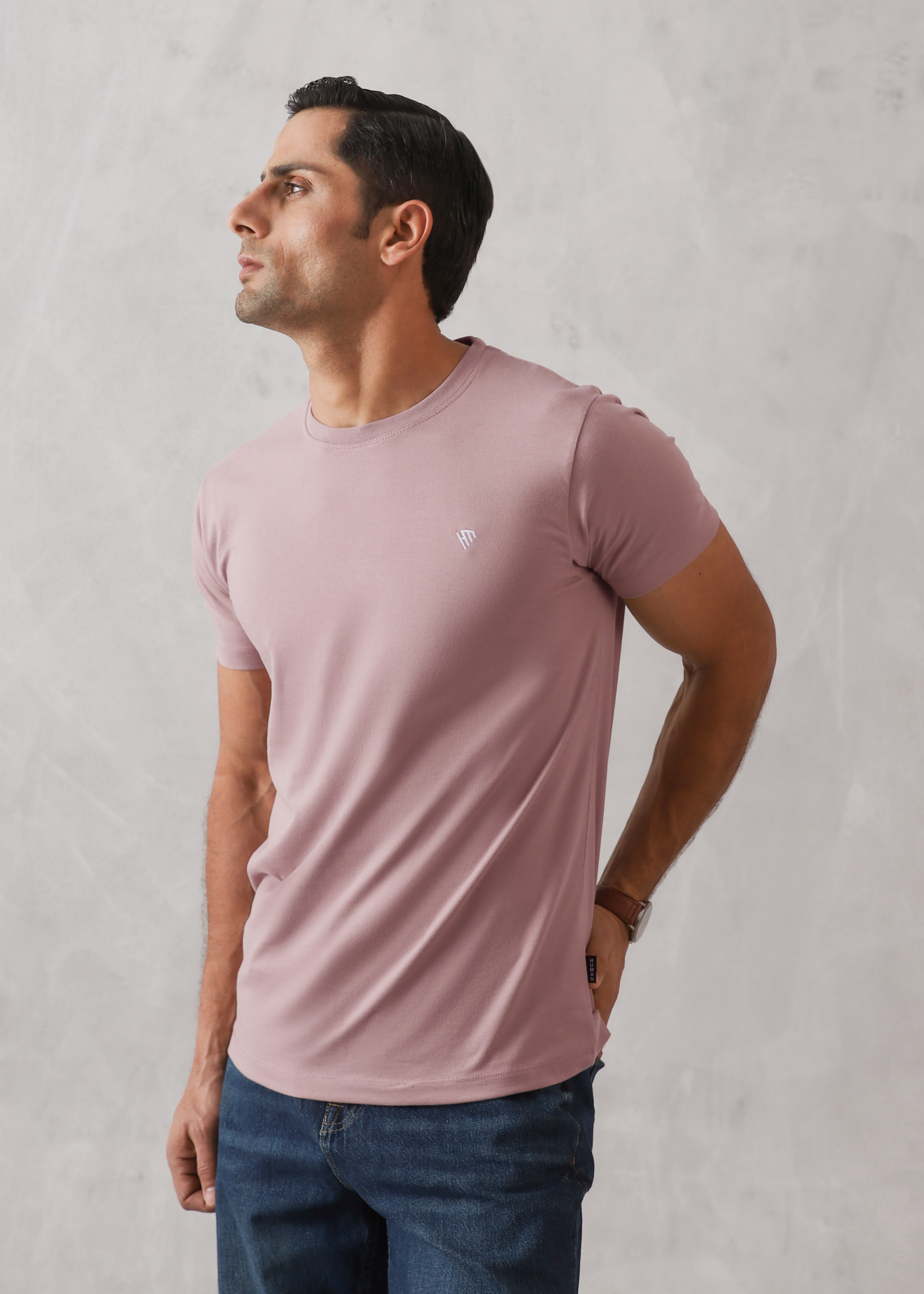 cotton T Shirt in Mauve pink