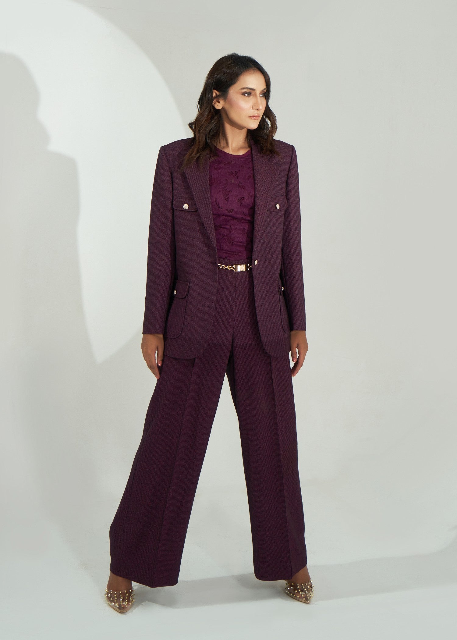tweed wool Suits in Purple