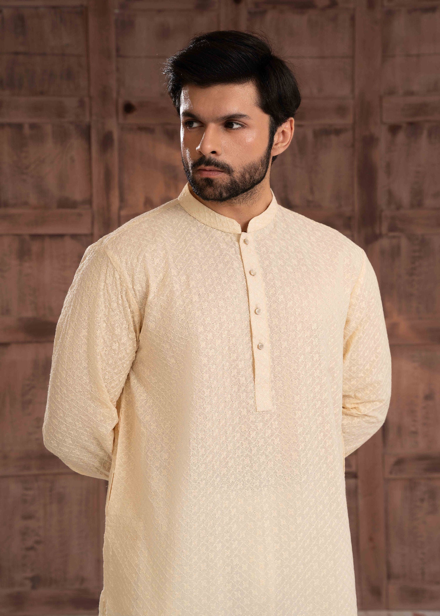 chikankari cotton Kurta in Cream