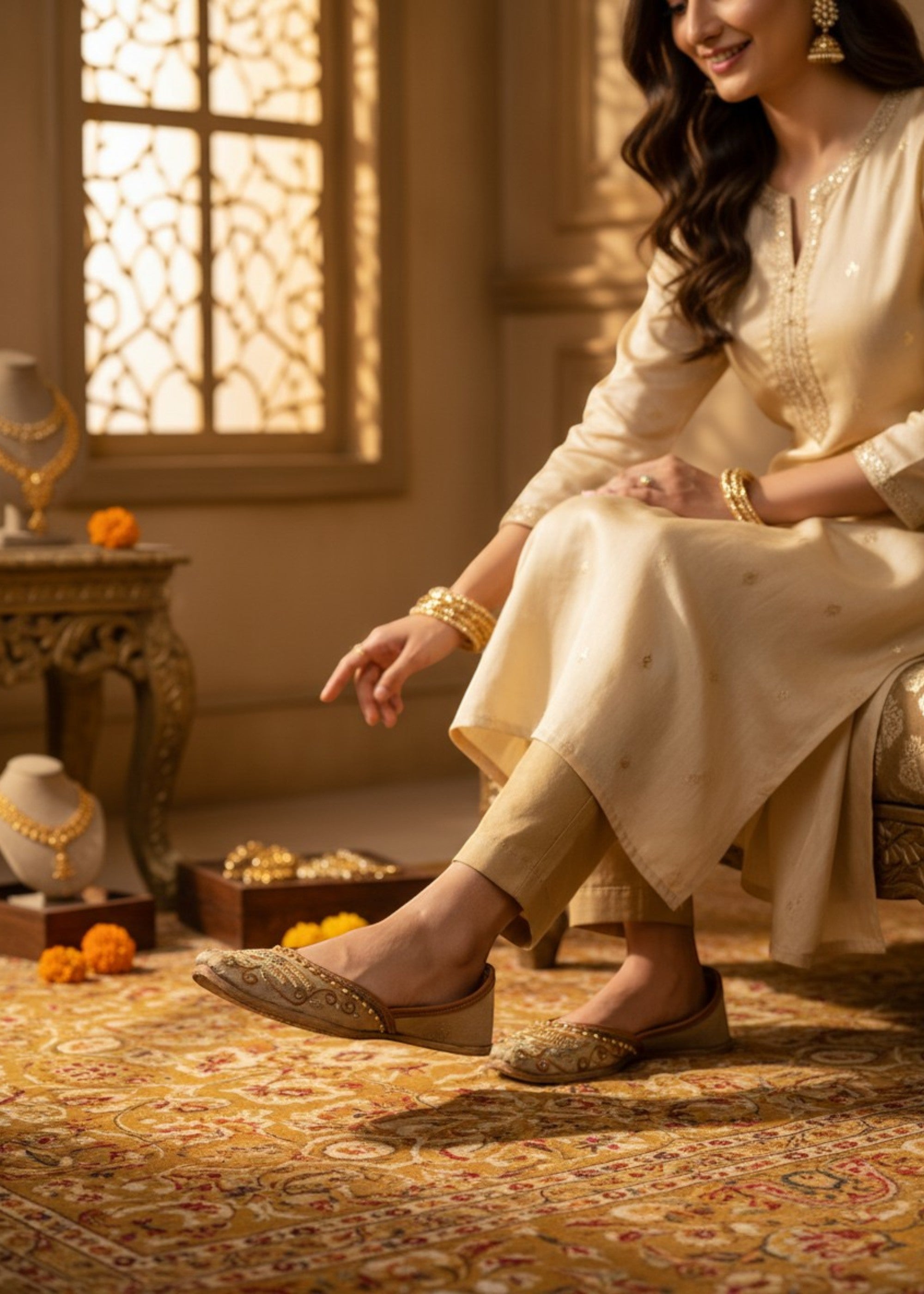 Khussa in Beige by - High Quality Women Khussa CXM0580