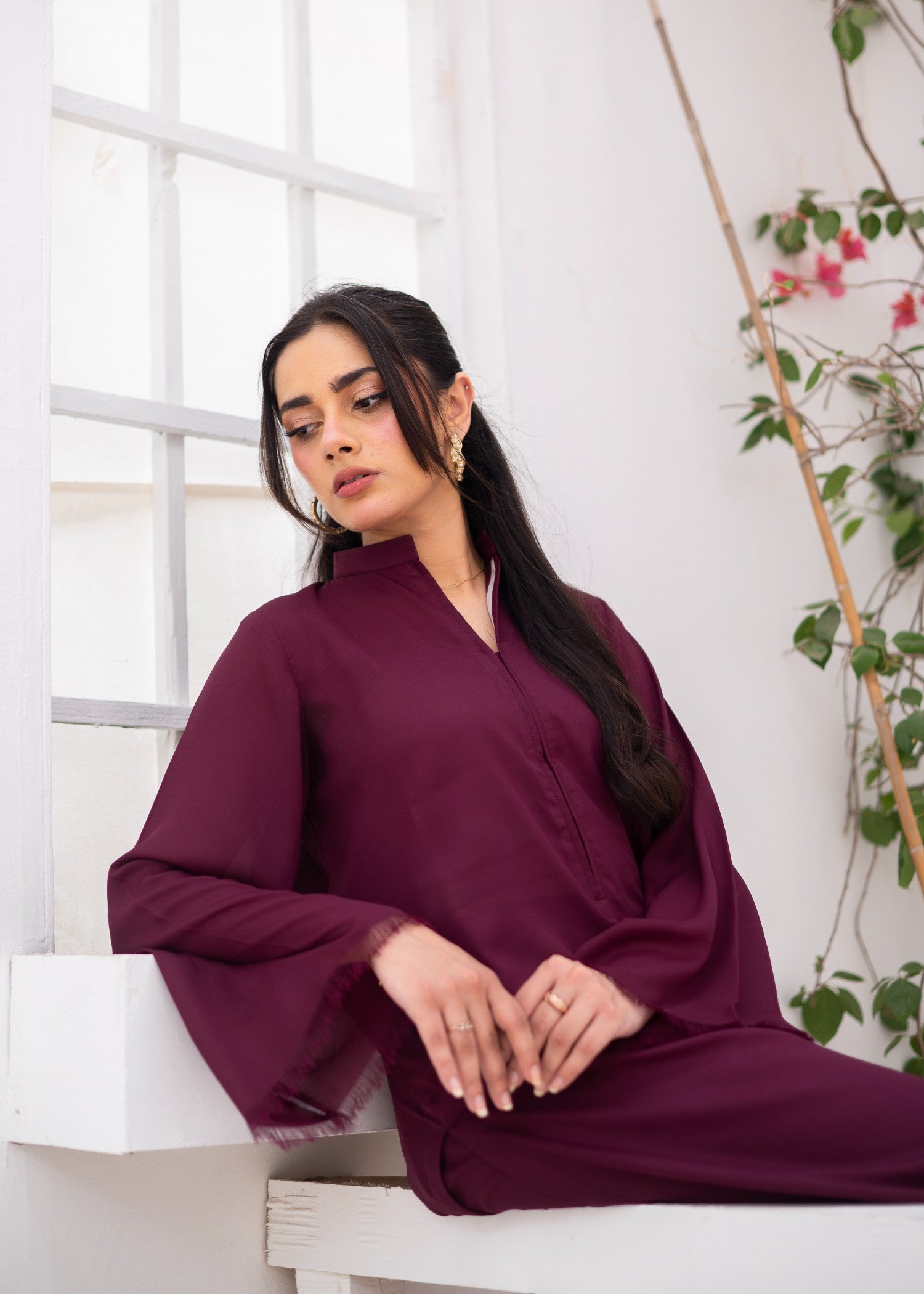 georgette Co Ord Sets in Burgundy