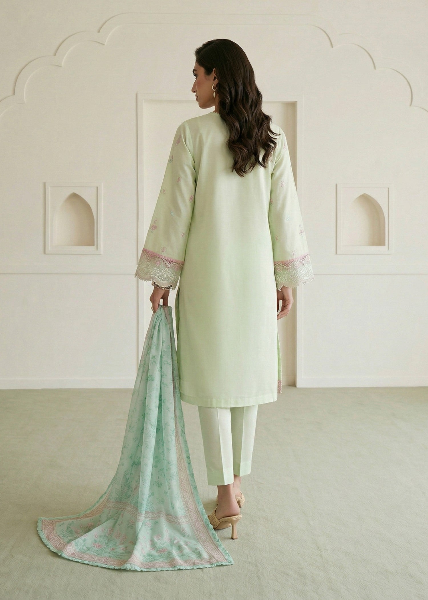 lawn Unstitched in Tea green