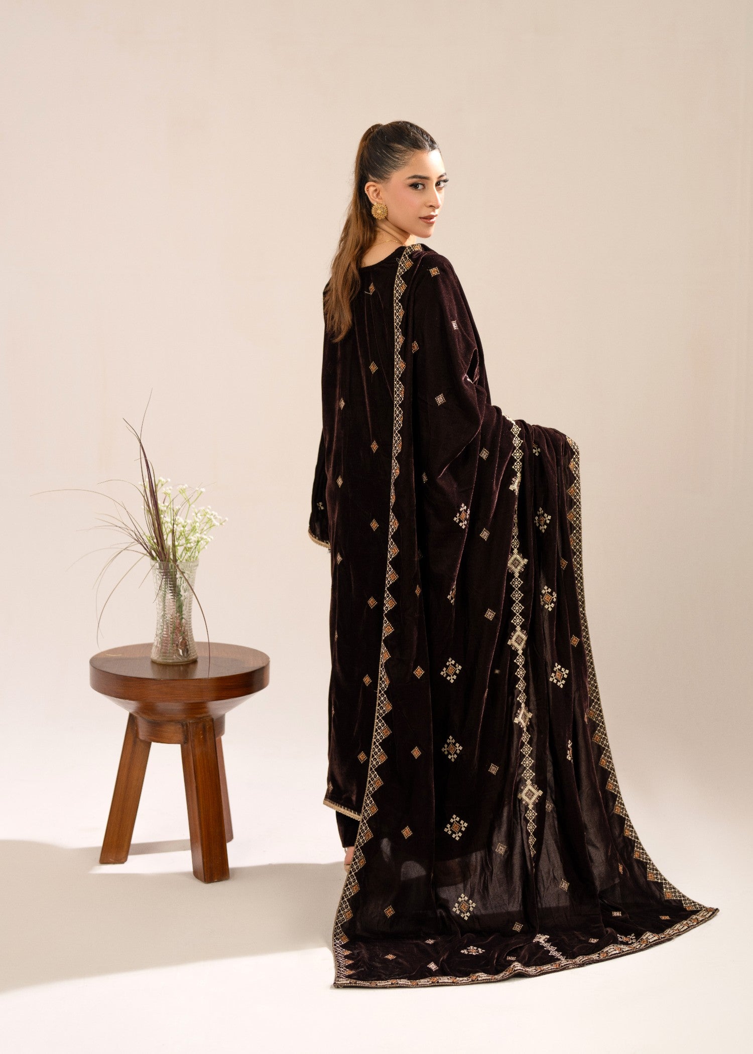 chinese micro velvet 9000 Unstitched in Espresso brown