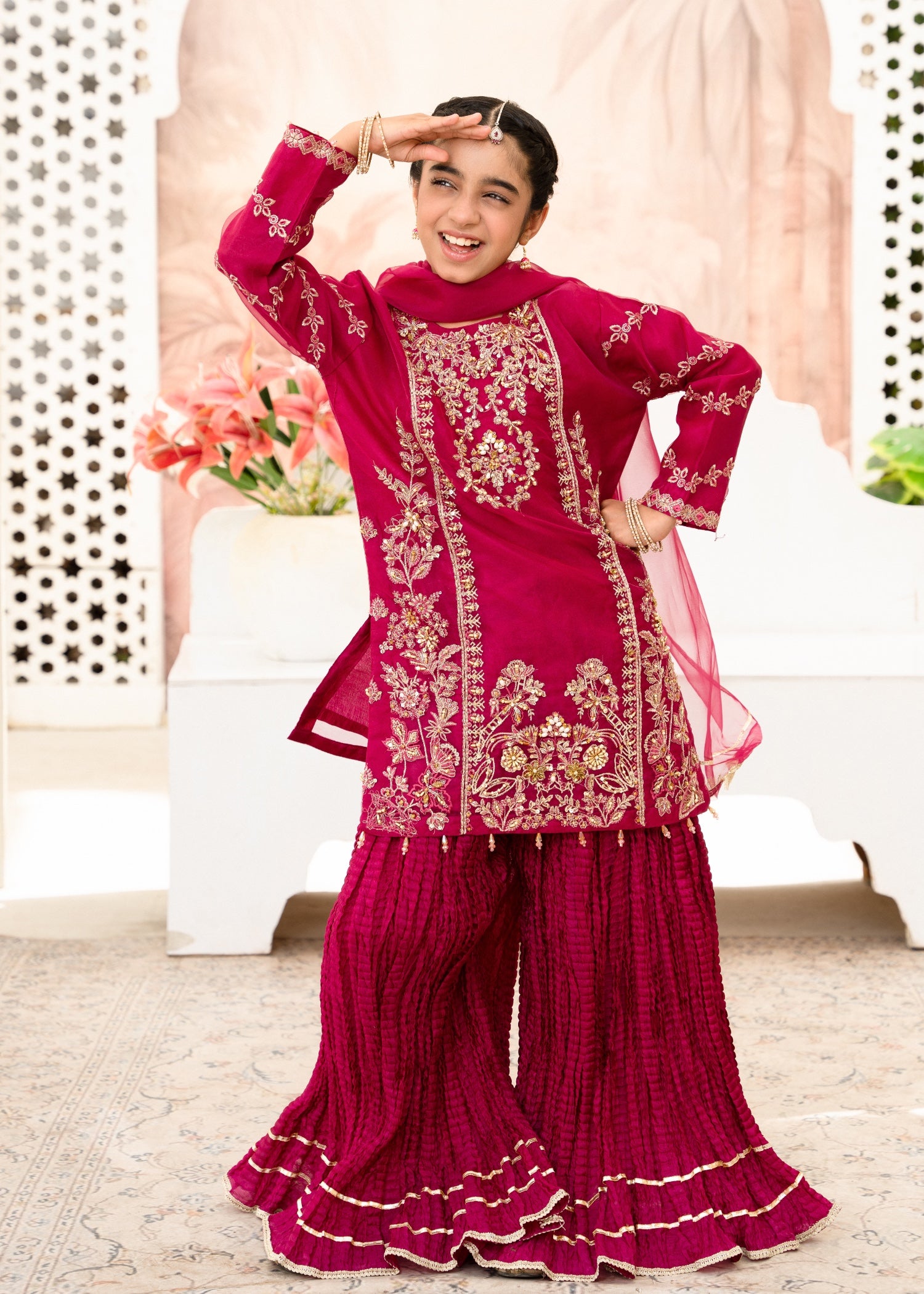 organza Sharara in Magenta