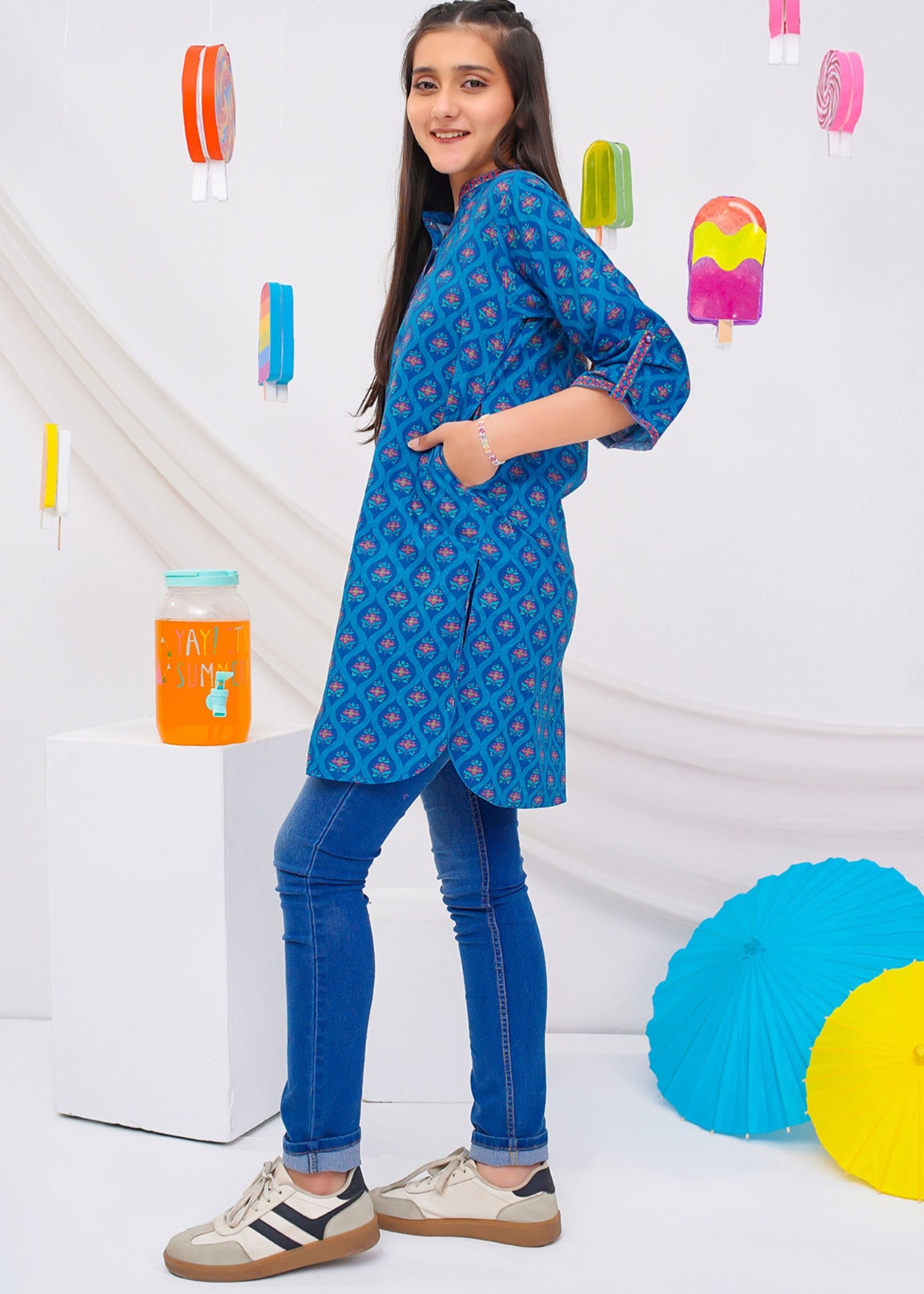 lawn cotton Kurti in Blue