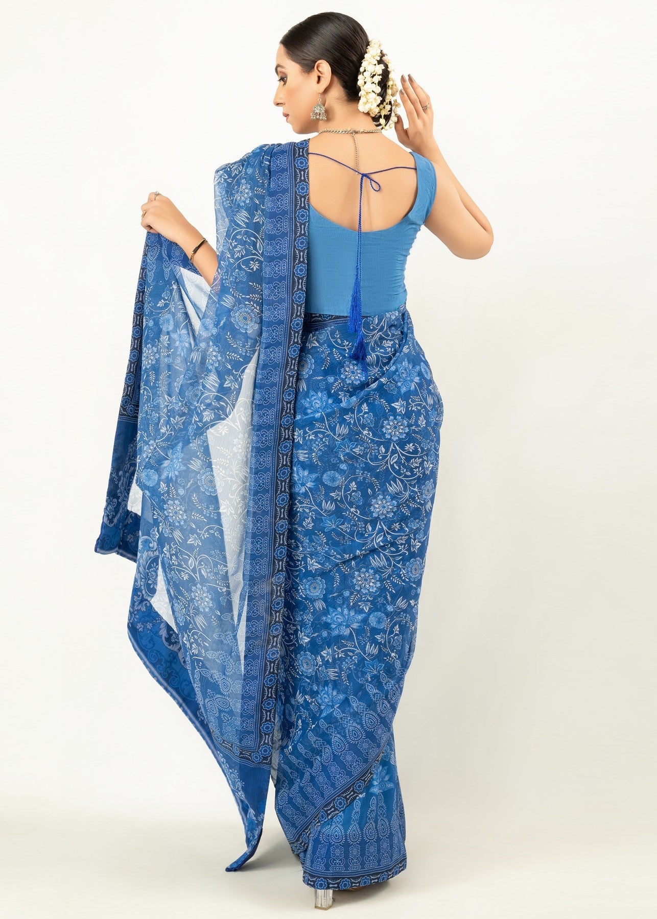 chiffon Unstitched in Dark blue
