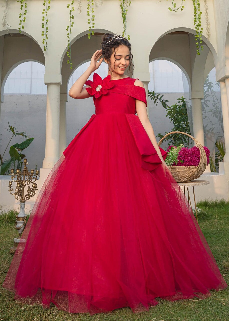net Frock in Hot pink