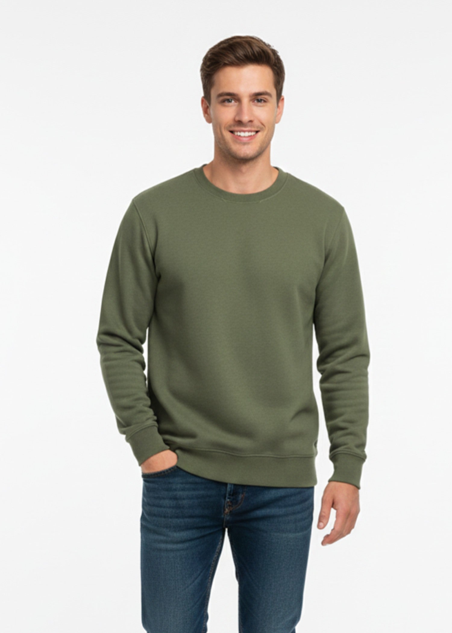 fleece Sweatshirt in Olive green