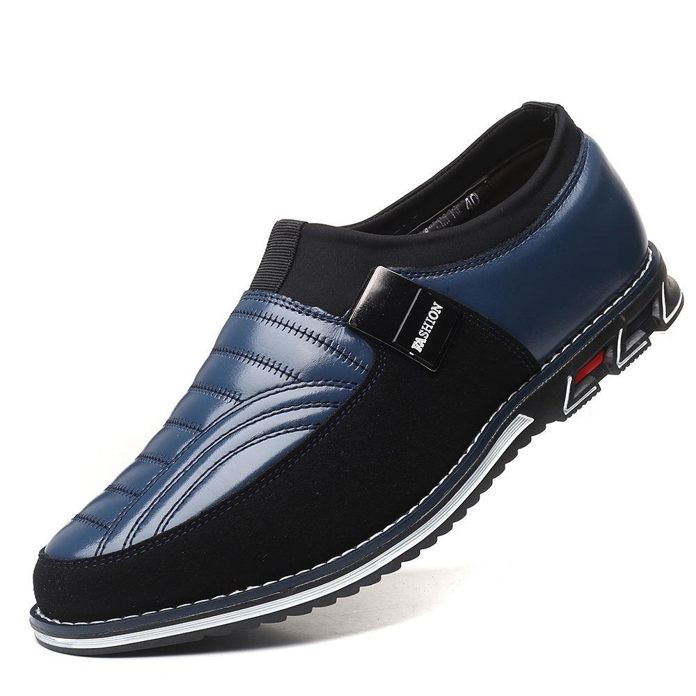 Rubber Breathable Round Toe Black Casual Microfiber Leather Shoes
