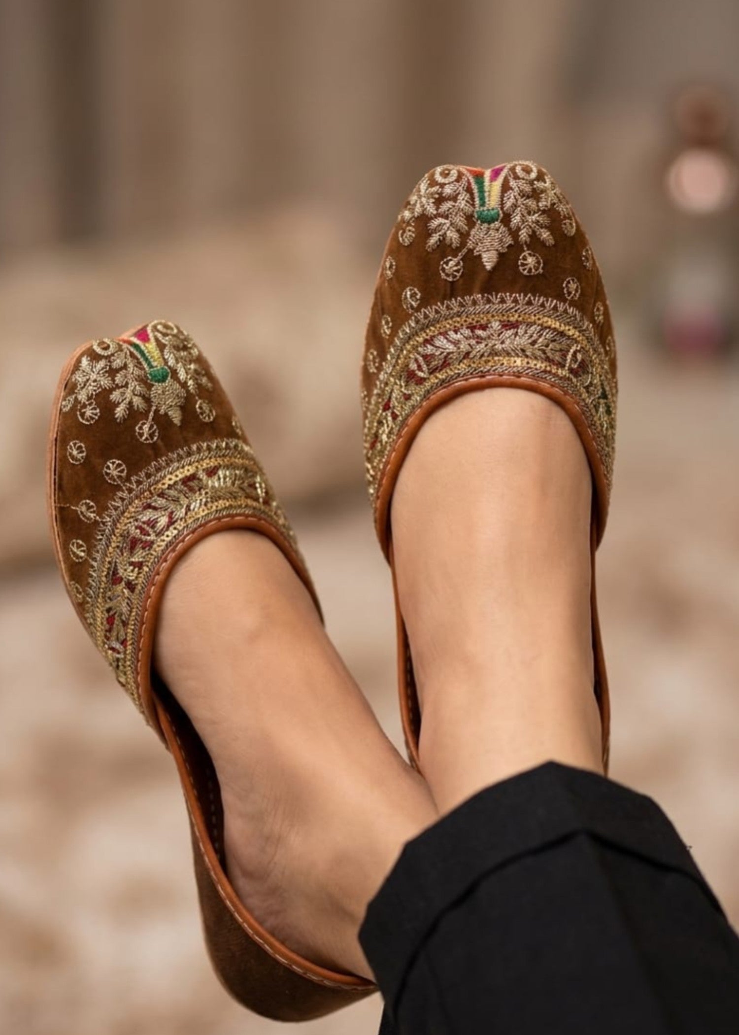 Khussa in Coffee brown by - High Quality Women Khussa IUN6872