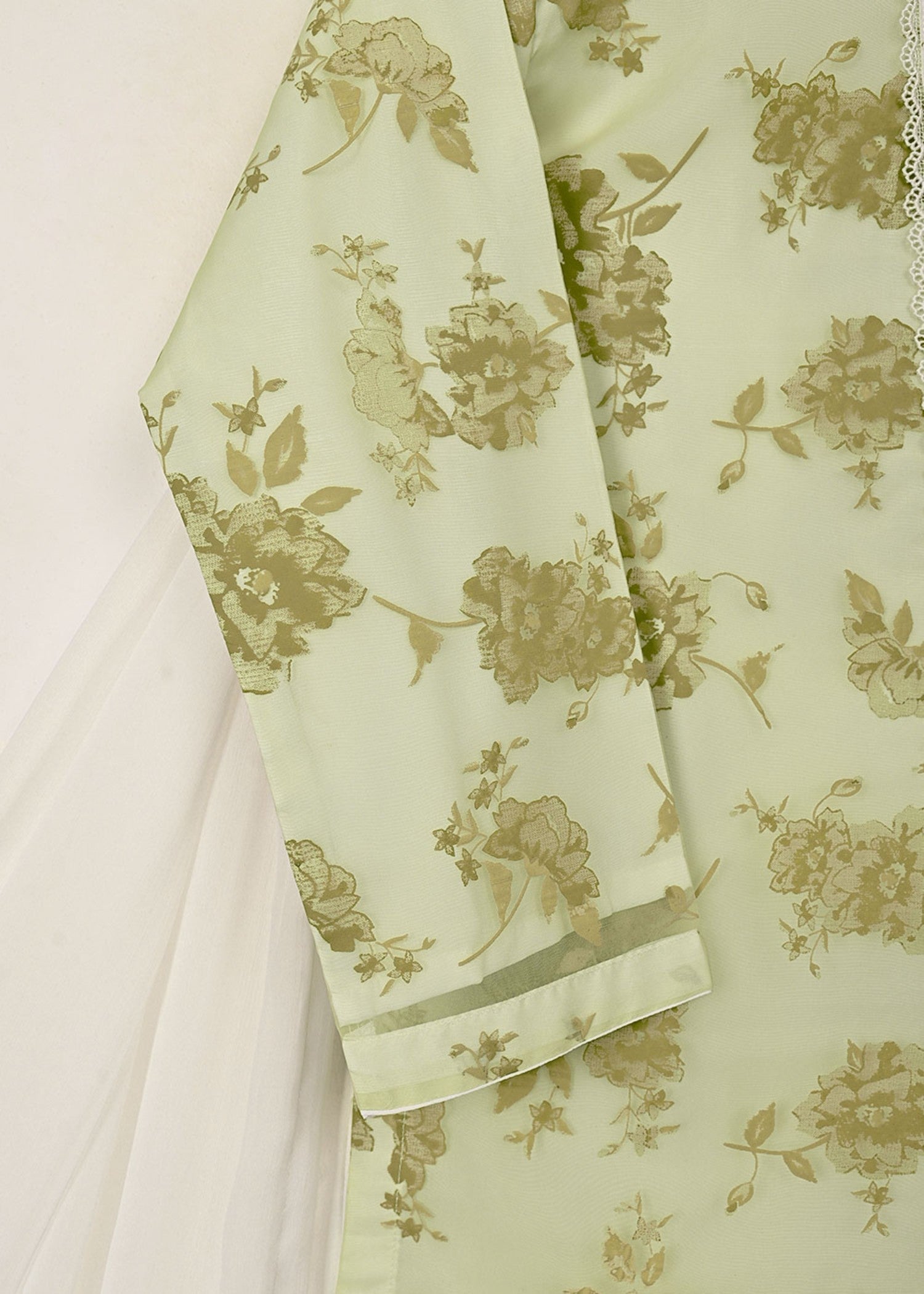 organza Kurta Set in Forest green, olive green