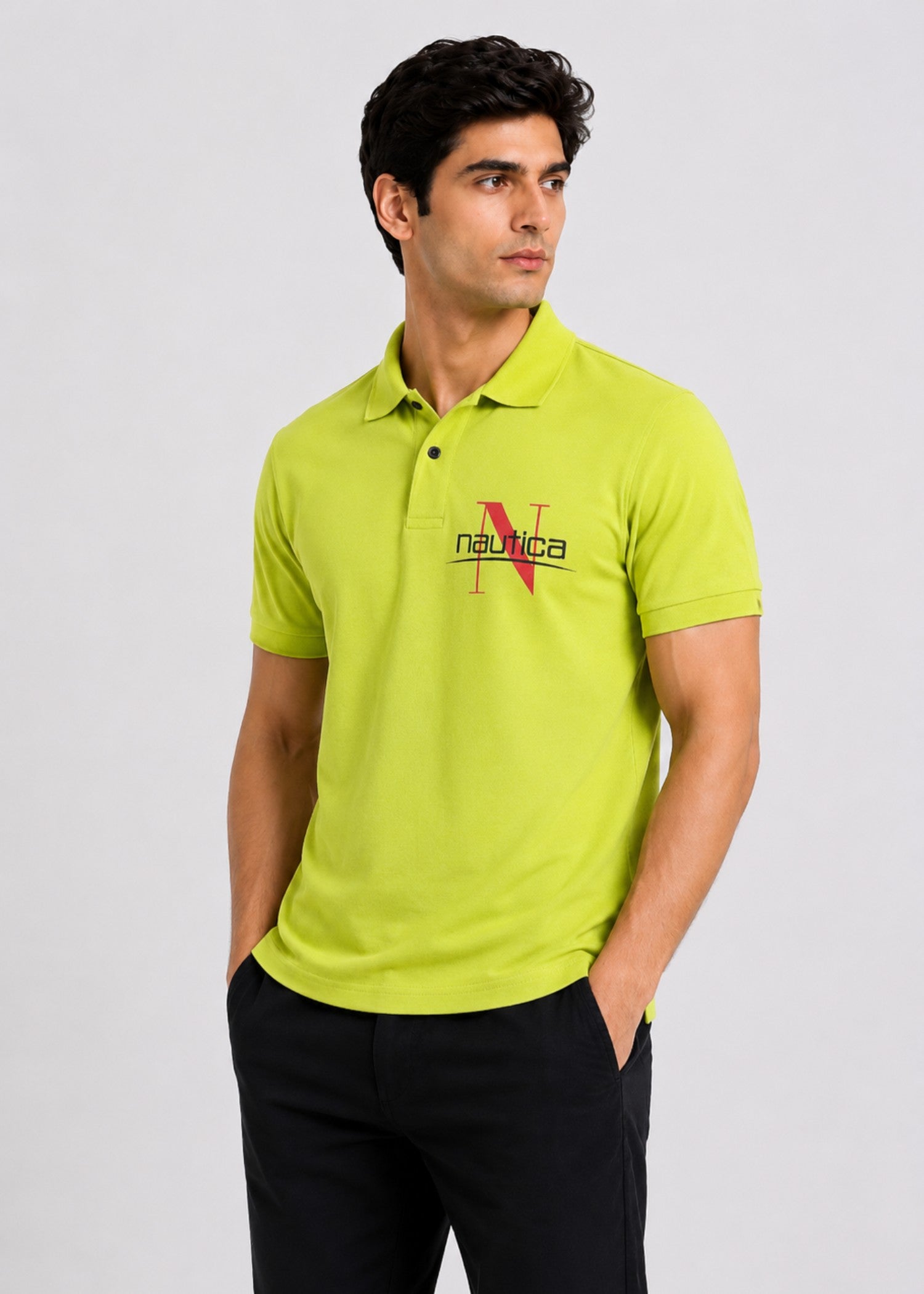 cotton Polo Shirt in Acid yellow