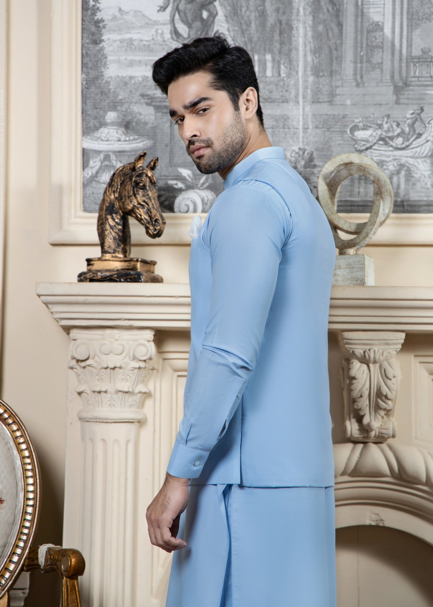 wash & wear Waistcoat in Sky