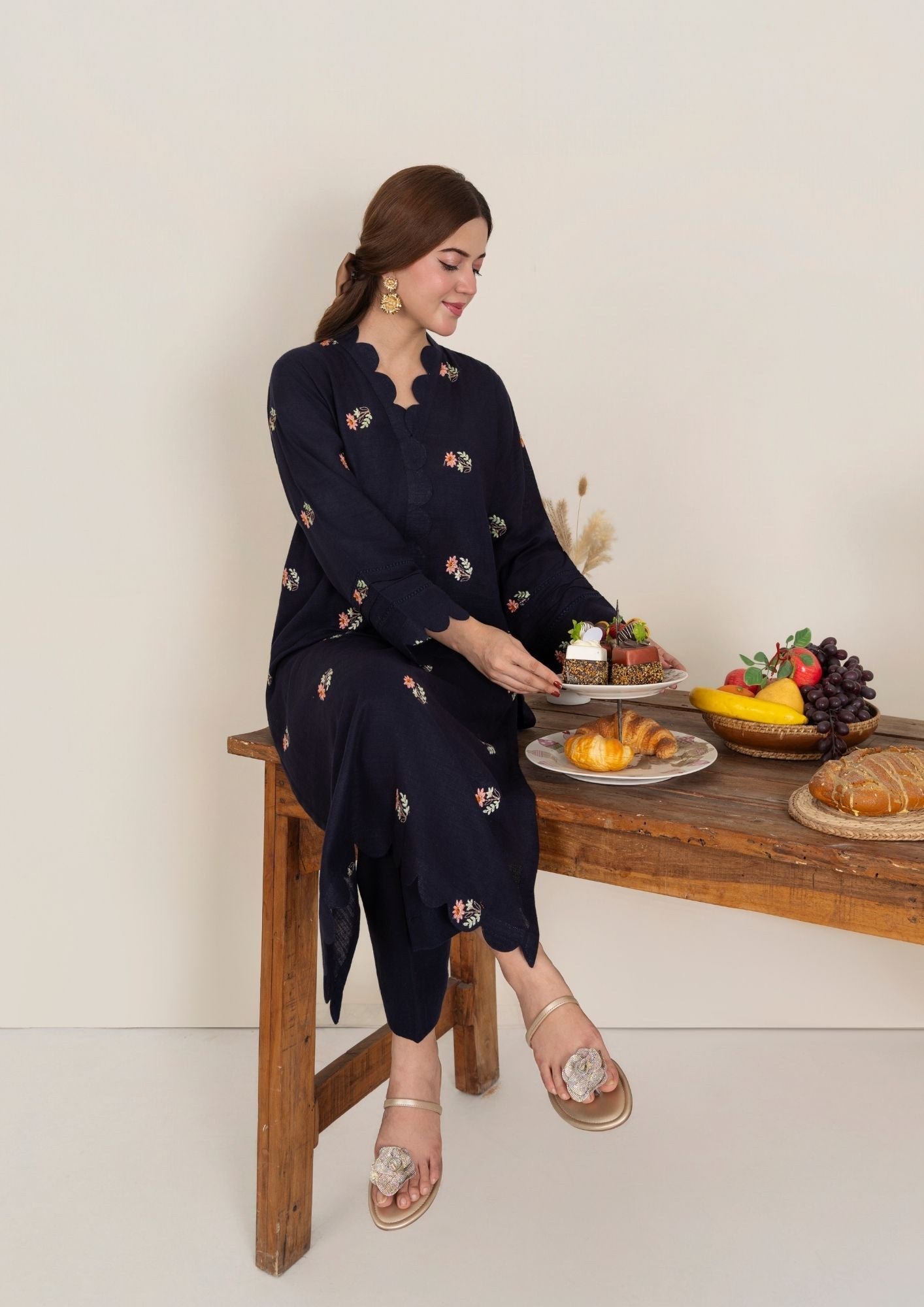 khaddar Kurta Set in Midnight