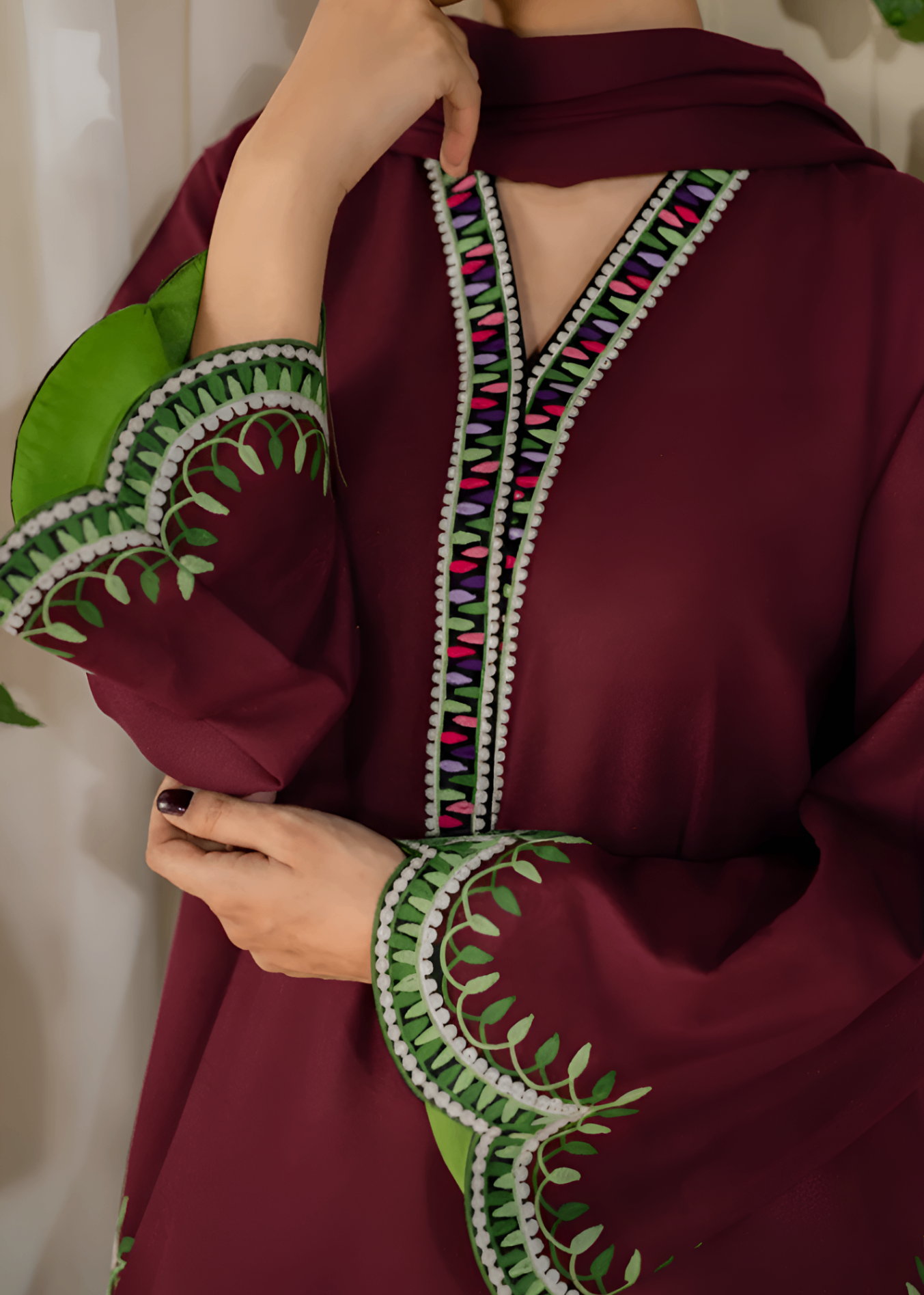 linen Kurta Set in Maroon