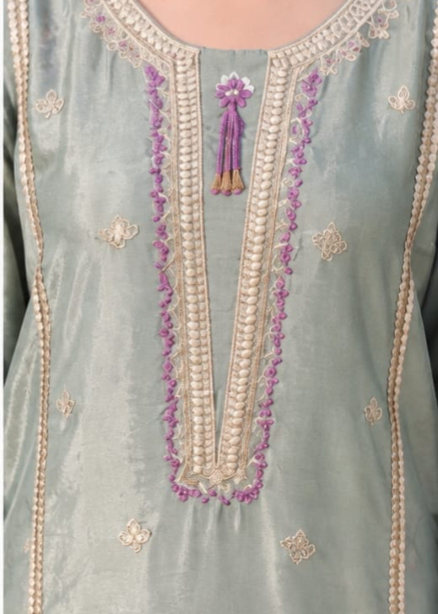 kattan silk Kurta Set in Grey