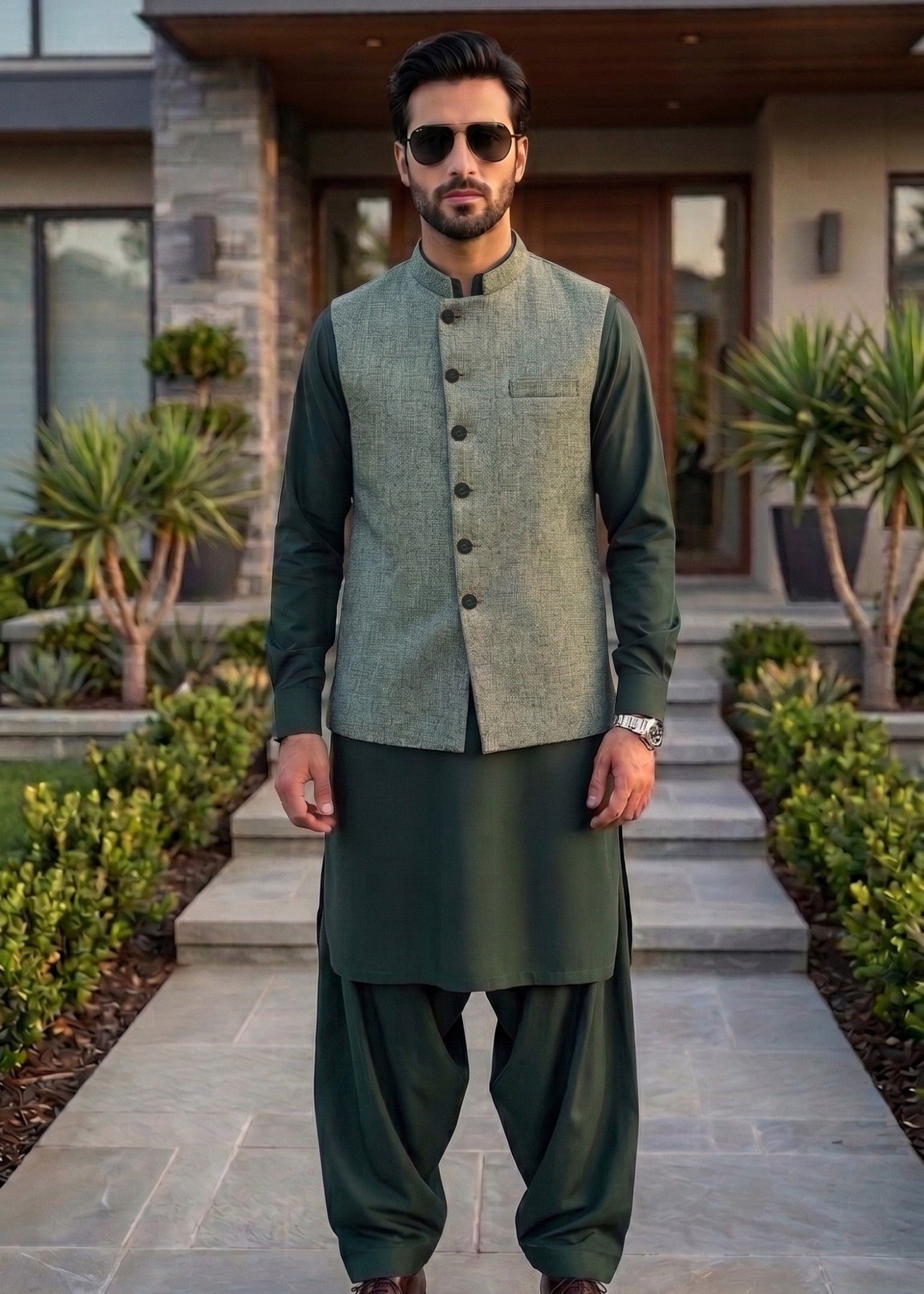 suiting Waistcoat in Bottle green