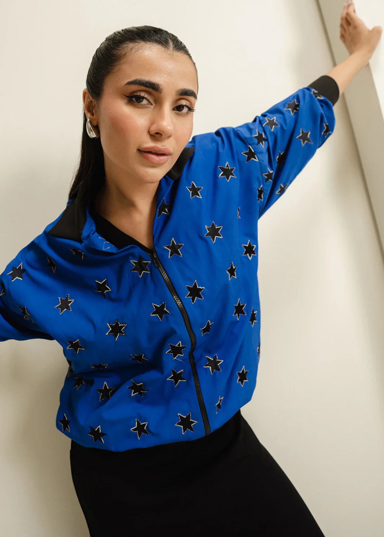 crepe Jacket in Blue