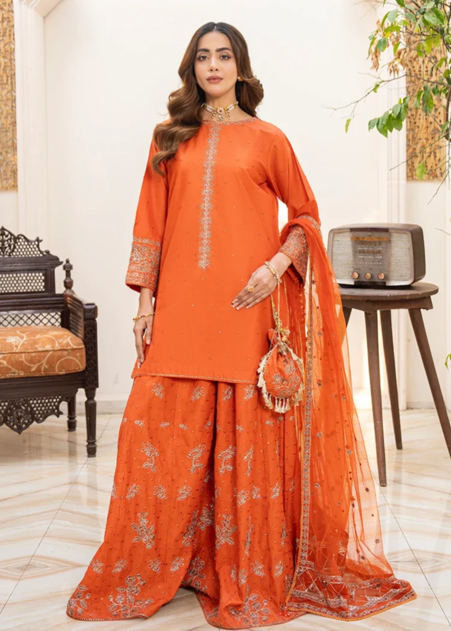organza Sharara in Orange