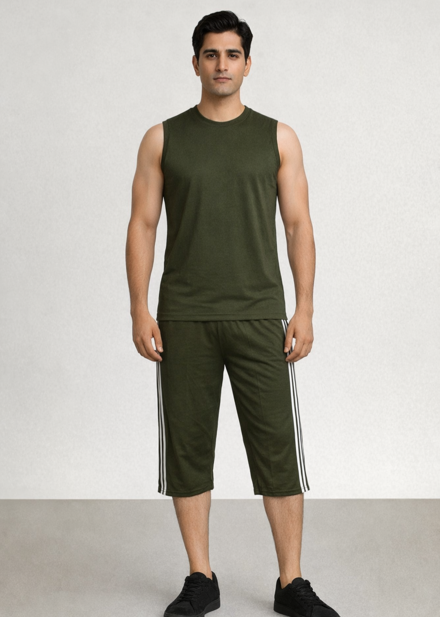 cotton jersey Shorts in Olive green