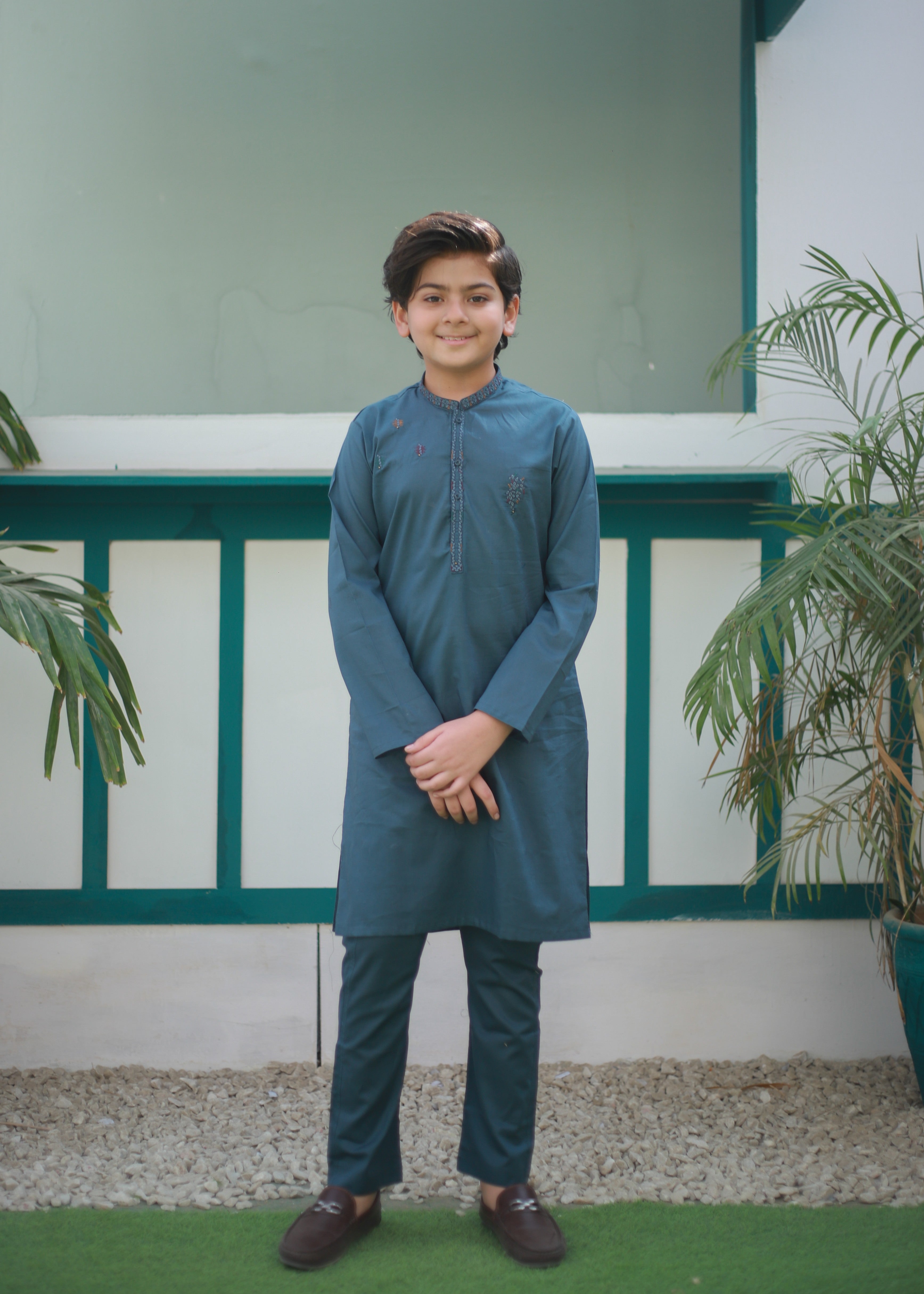 cotton Kurta Set in Bondi blue