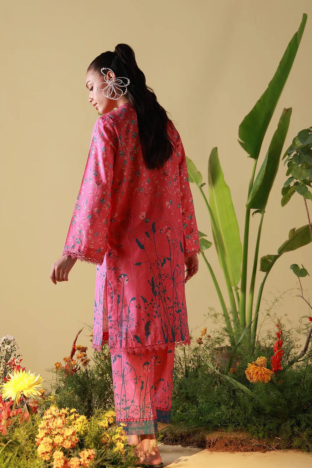 Mirha 2PC Lawn – Pink Poppy