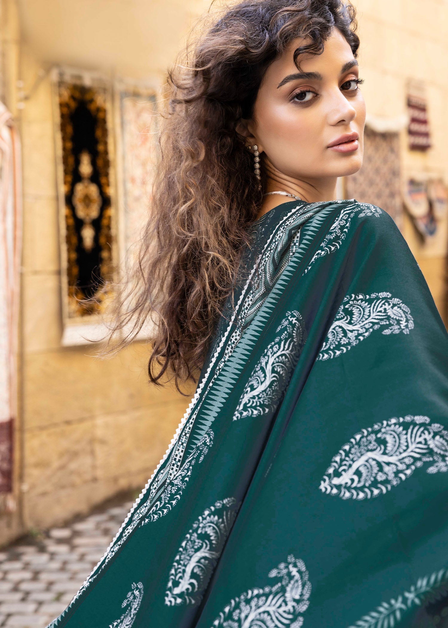 khaddar Kurta Set in Forest green