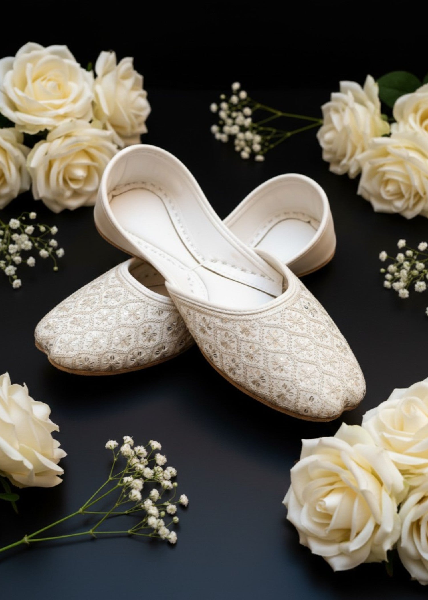 Khussa in White by - High Quality Women Khussa KAM1789