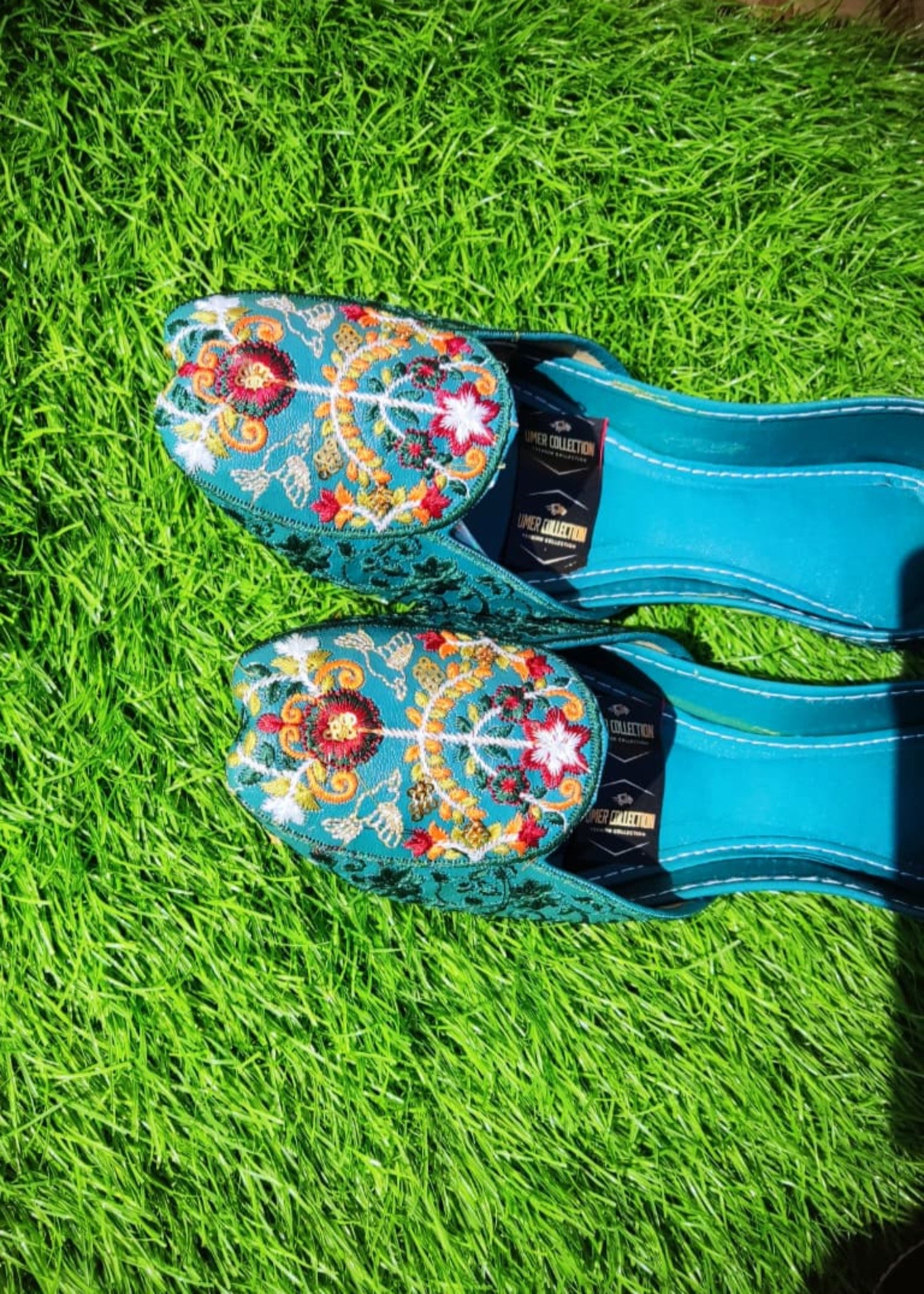 Khussa in Turquoise by - High Quality Women Khussa QRH5833