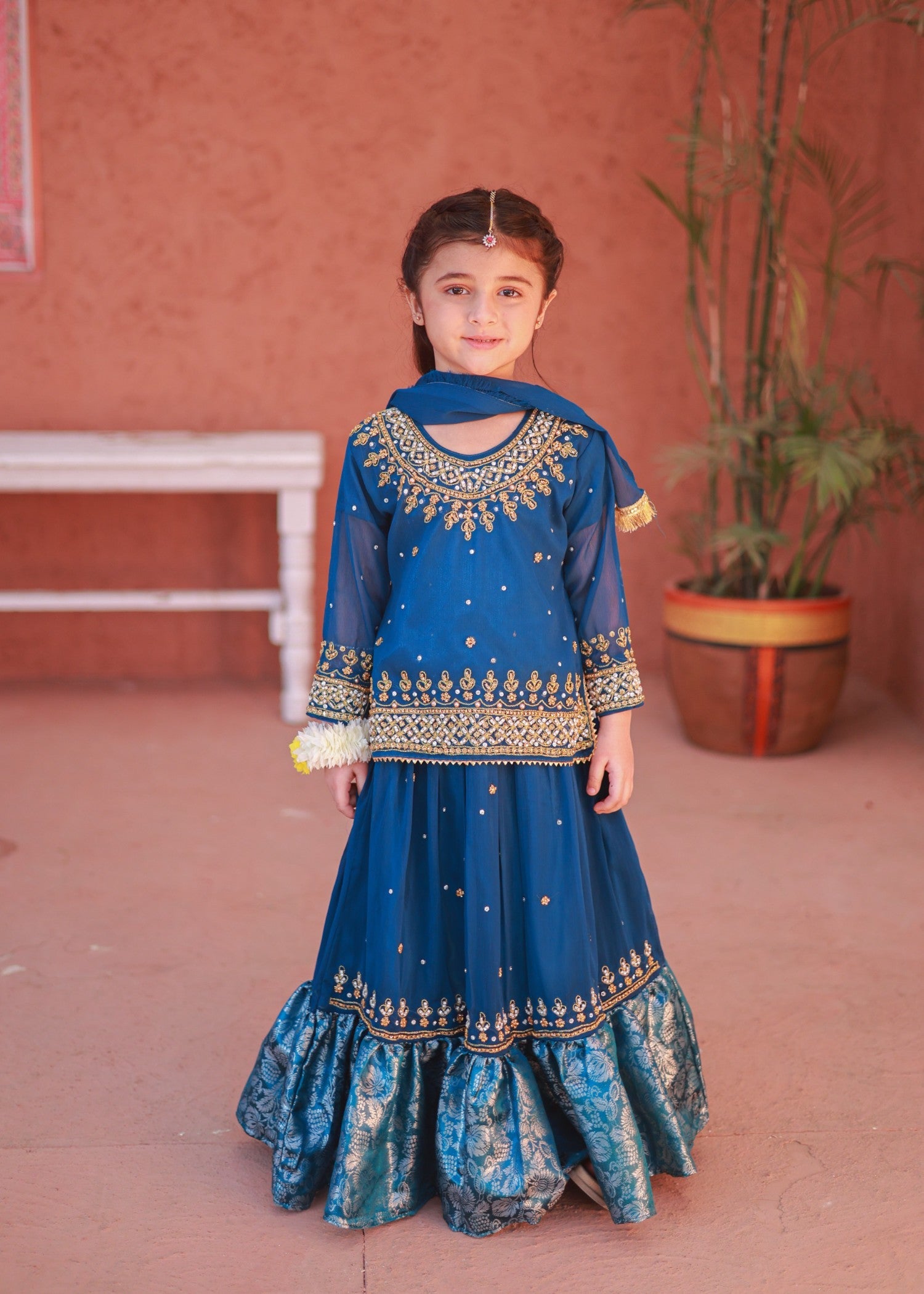 chiffon Lehenga in Blue