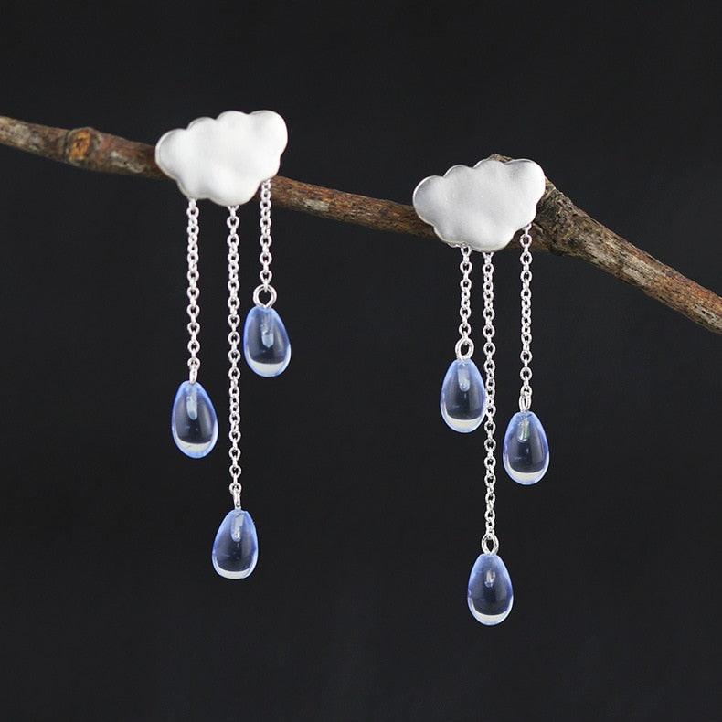 Cloud fringed crystal earrings
