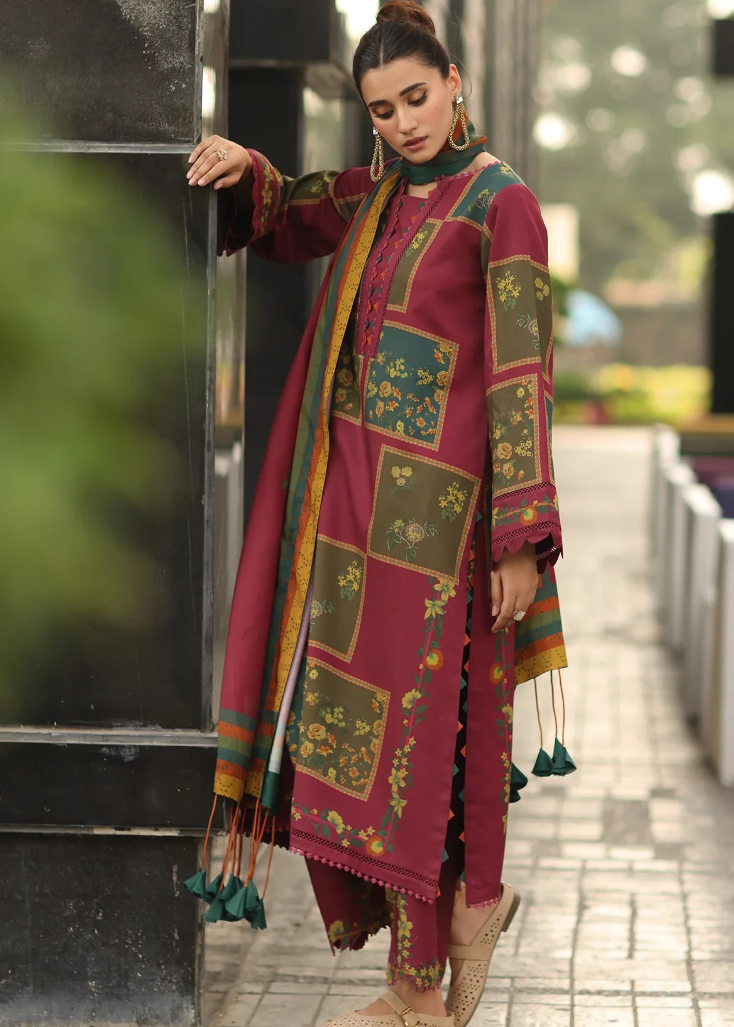 poly silk Kurta Set in Maroon