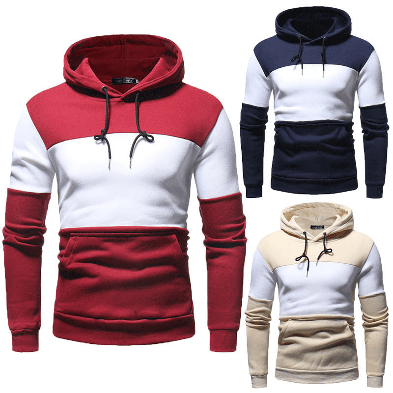 Men'S Clothing Splicing Collision Color Large Size Hoodie