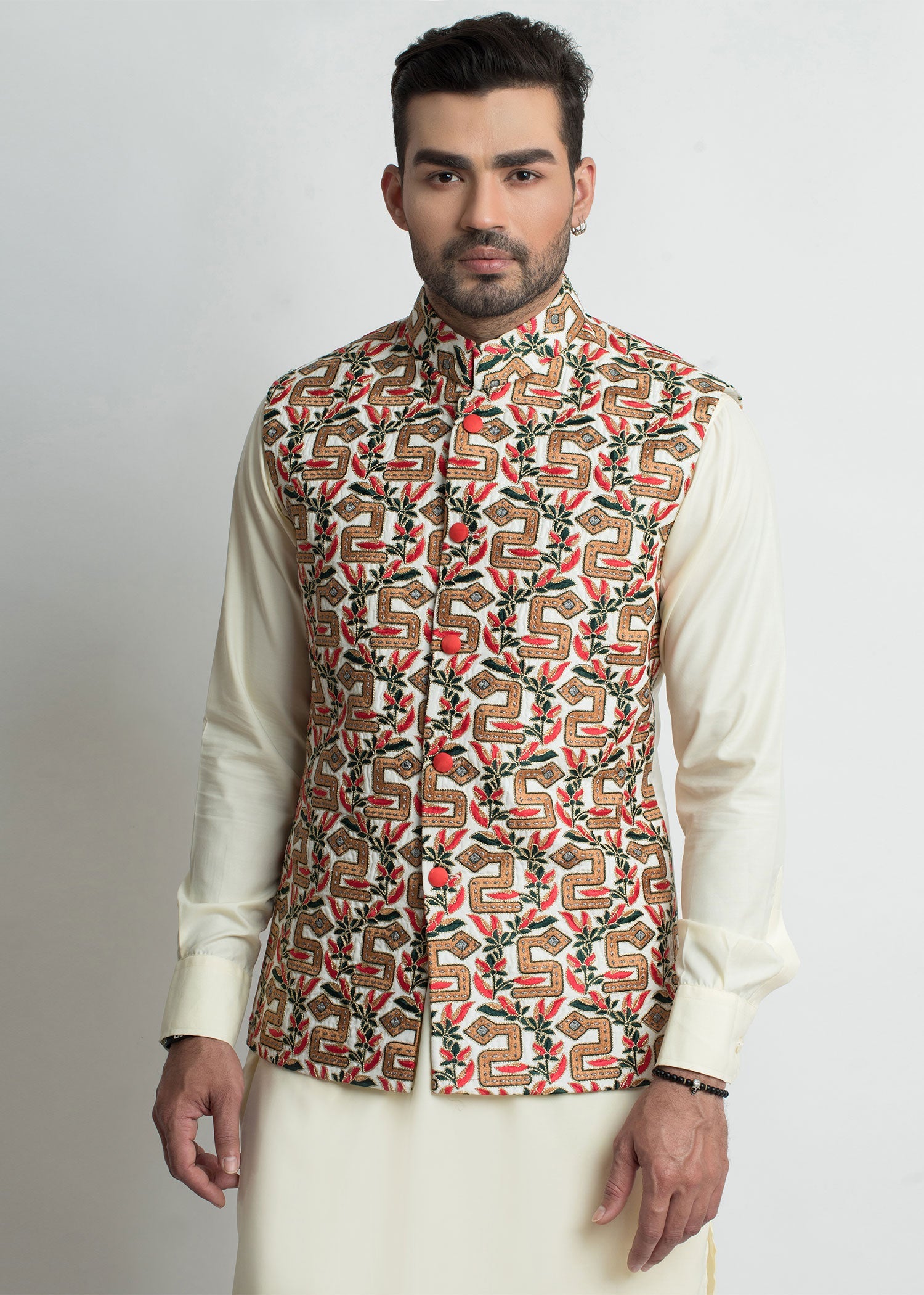 blended satin Waistcoat in White