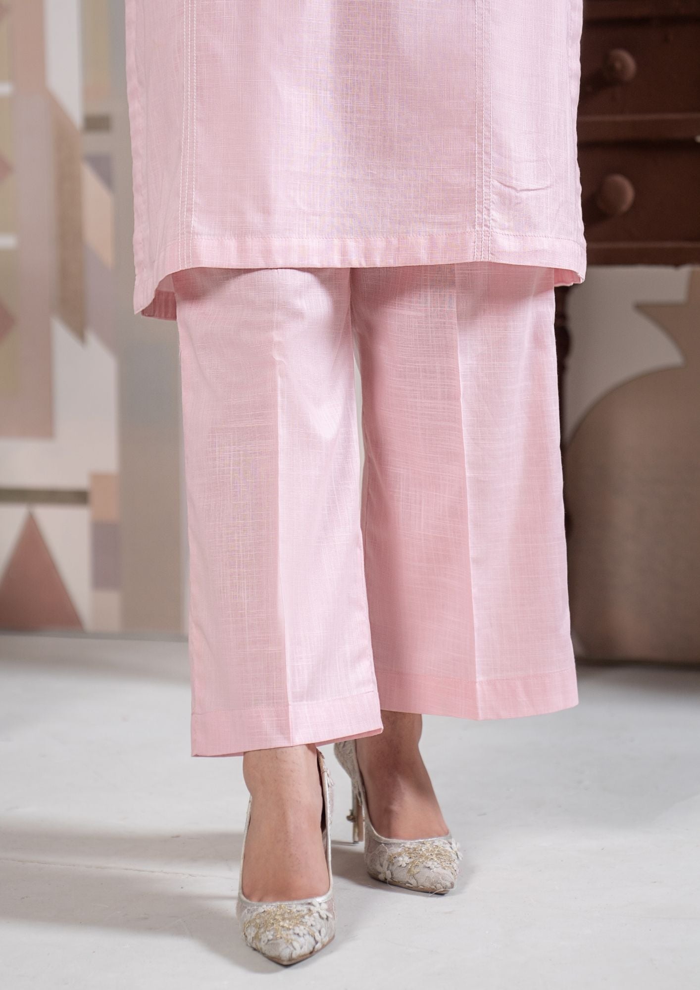 lawn cotton Co Ord Sets in Peach pink