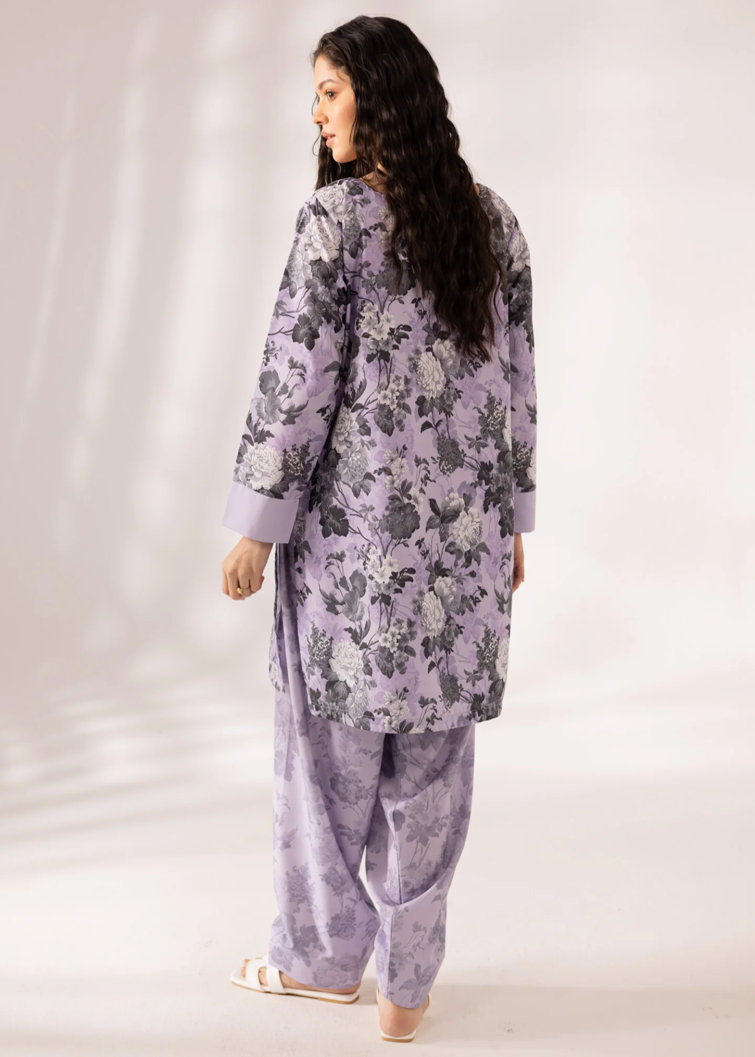 blended khaddar Kurta Set in Mauve
