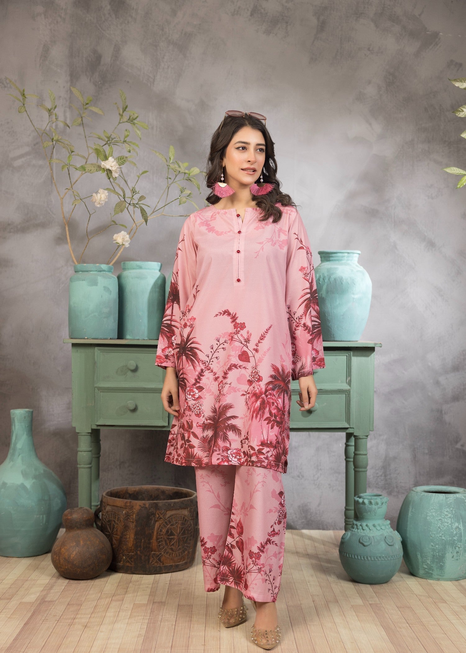 polyester crepe Co Ord Sets in Blush pink