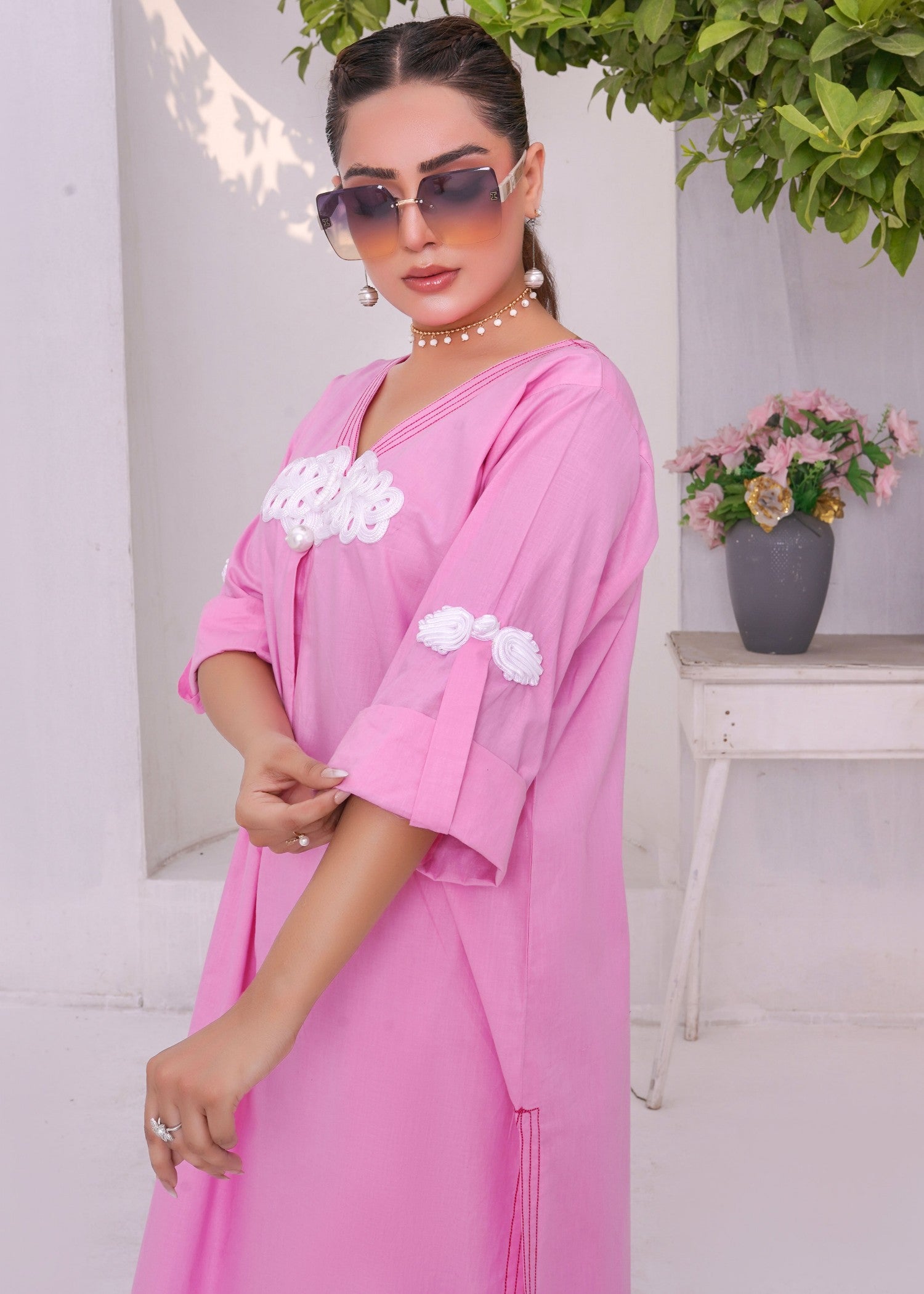cotton Kurta Set in Cotton candy
