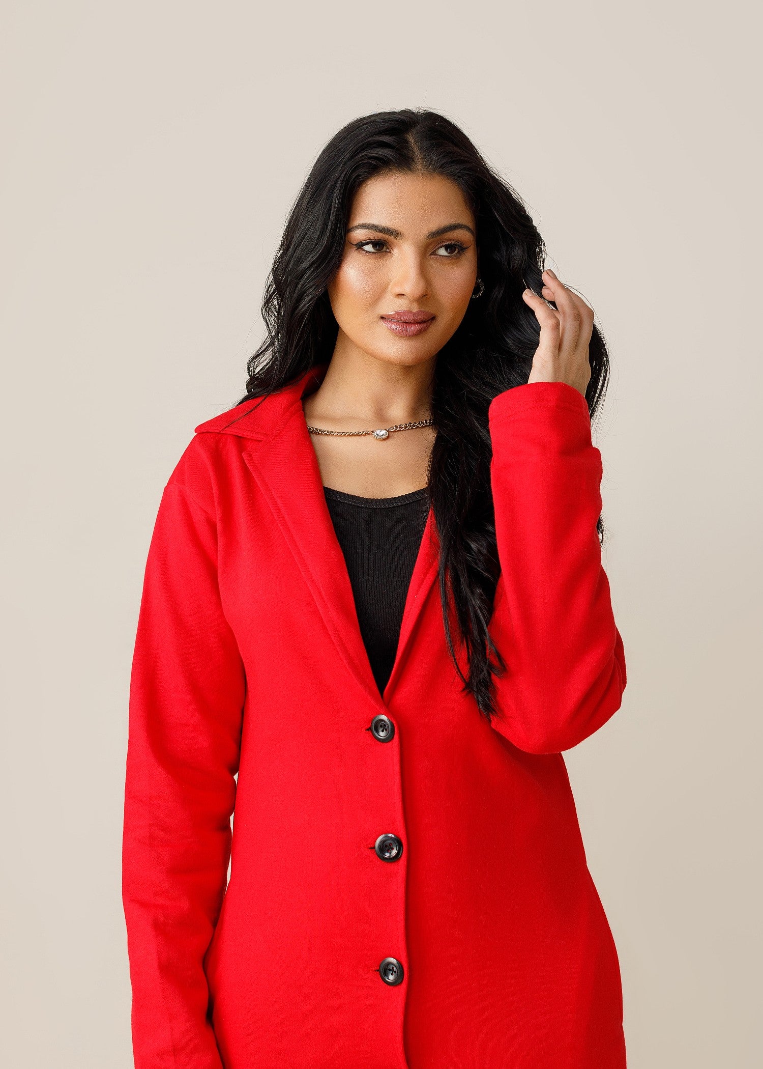fleece Coat in Fire red