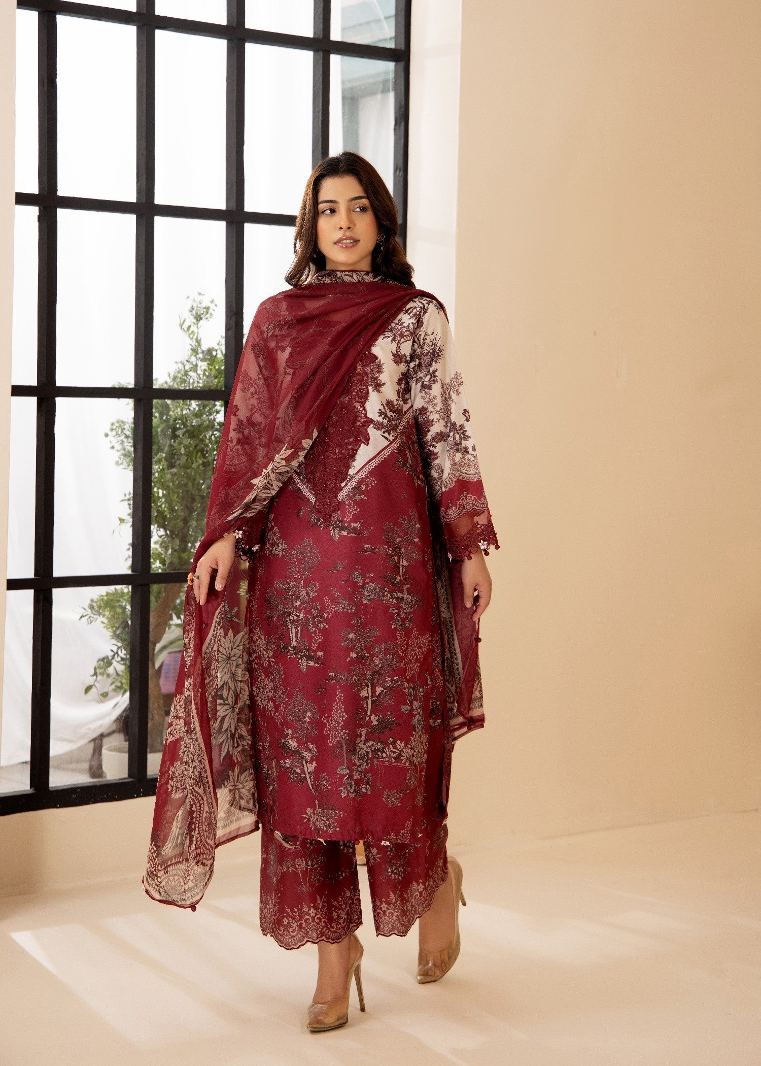 poly silk Kurta Set in Maroon