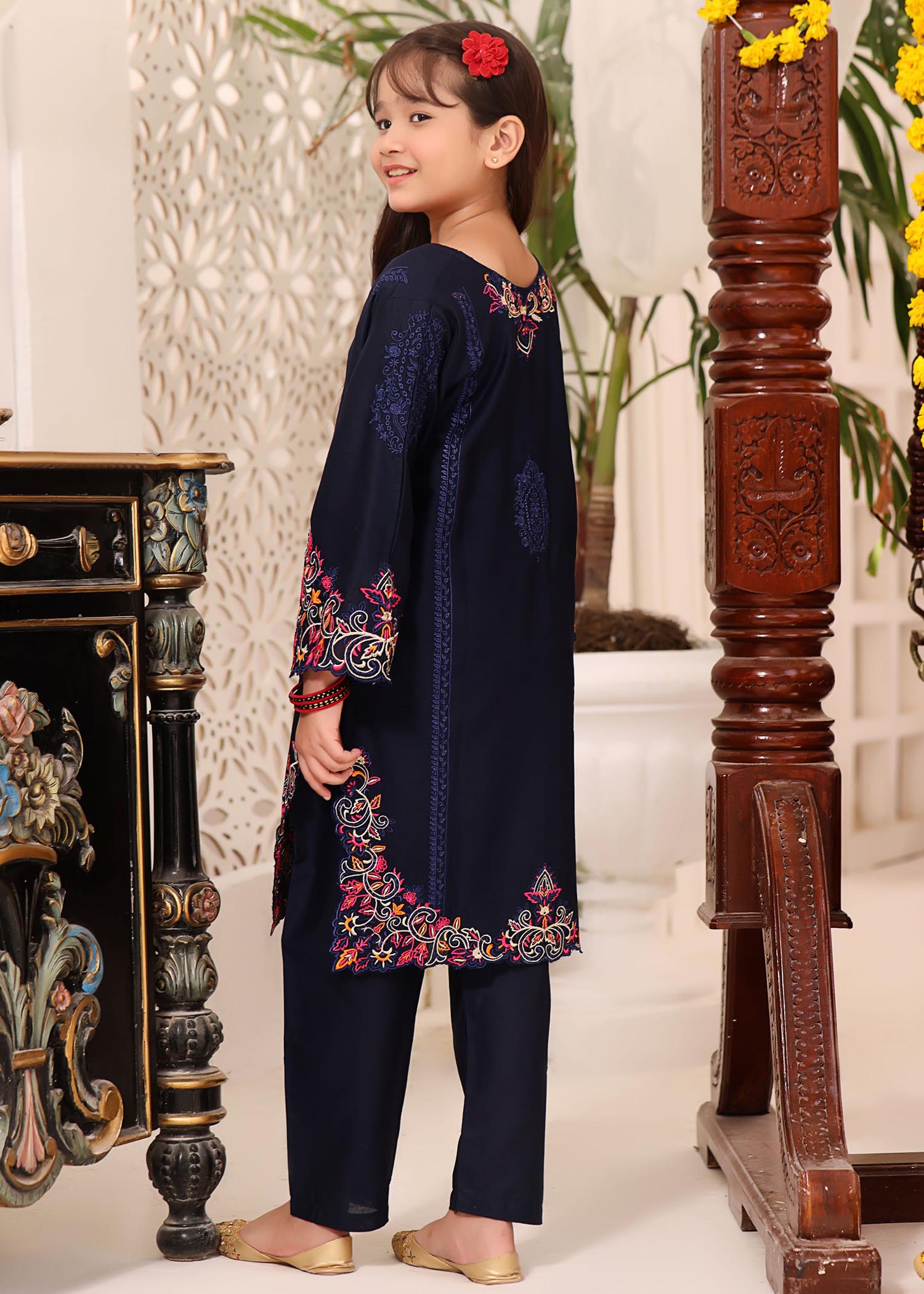 cotton Kurta Set in Dark blue