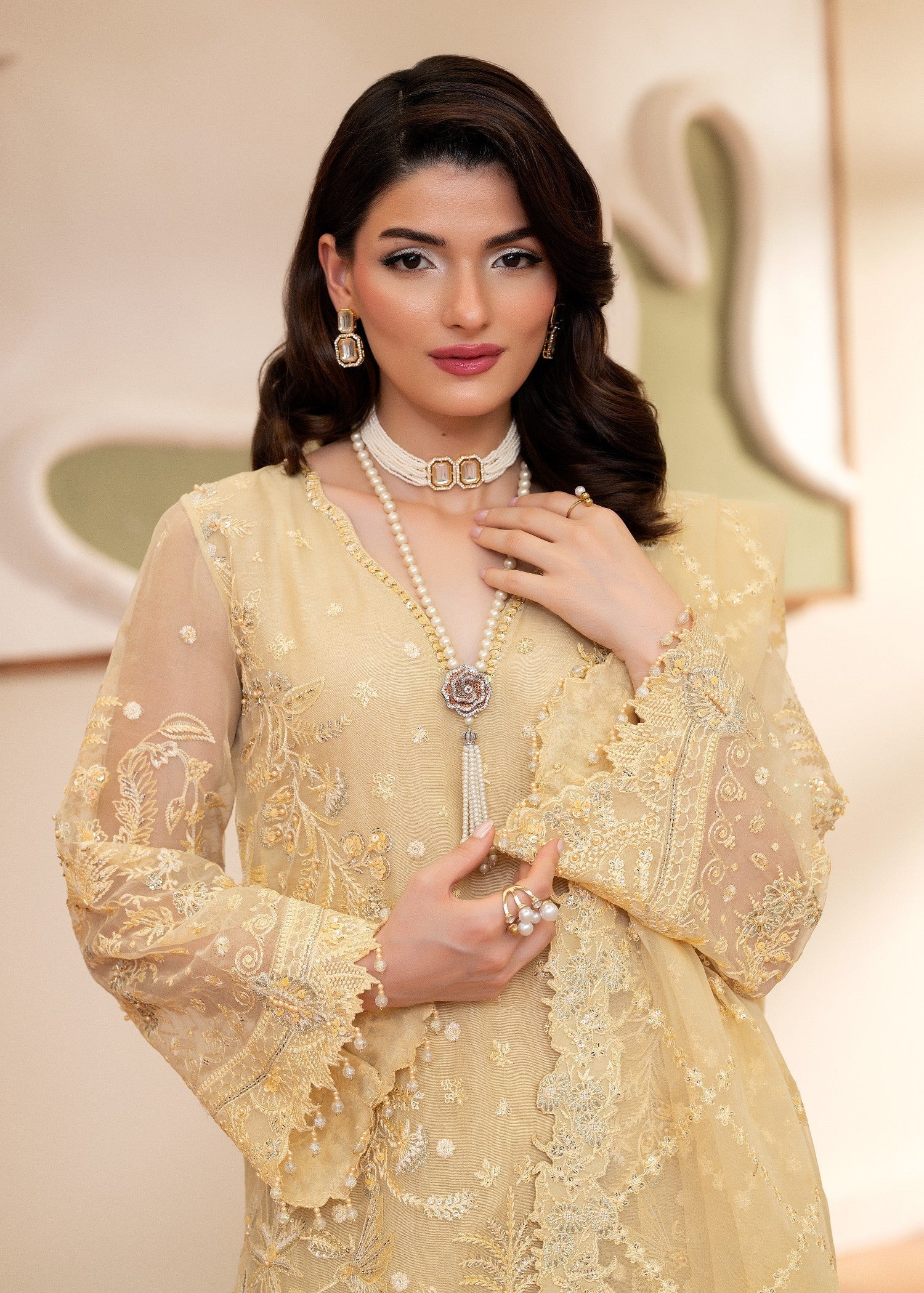 organza Kurta Set in Butter