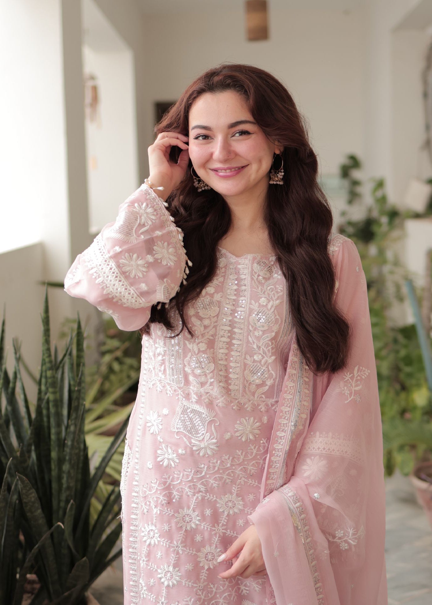 chiffon Gharara in Baby pink