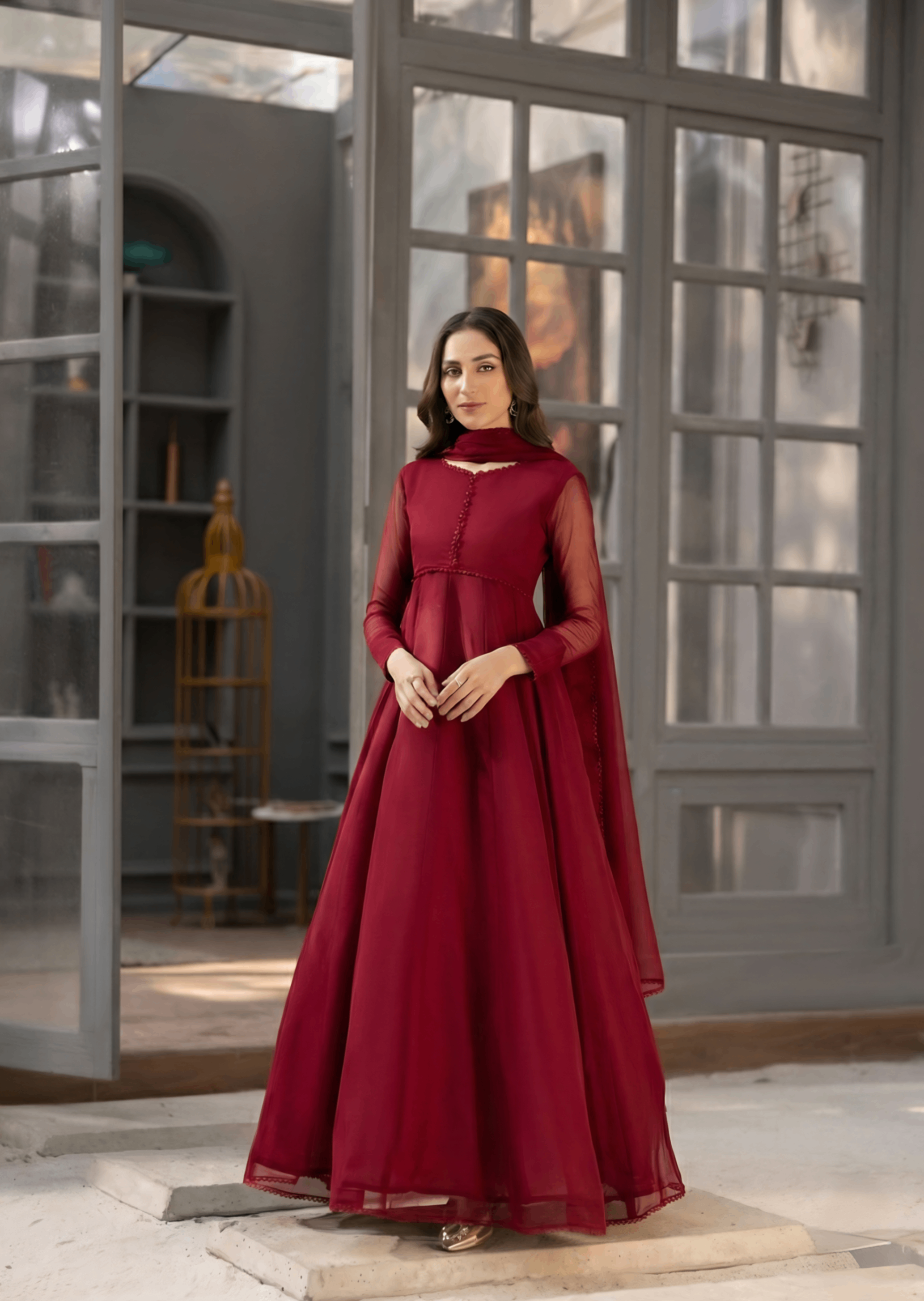 chiffon Maxi in Maroon