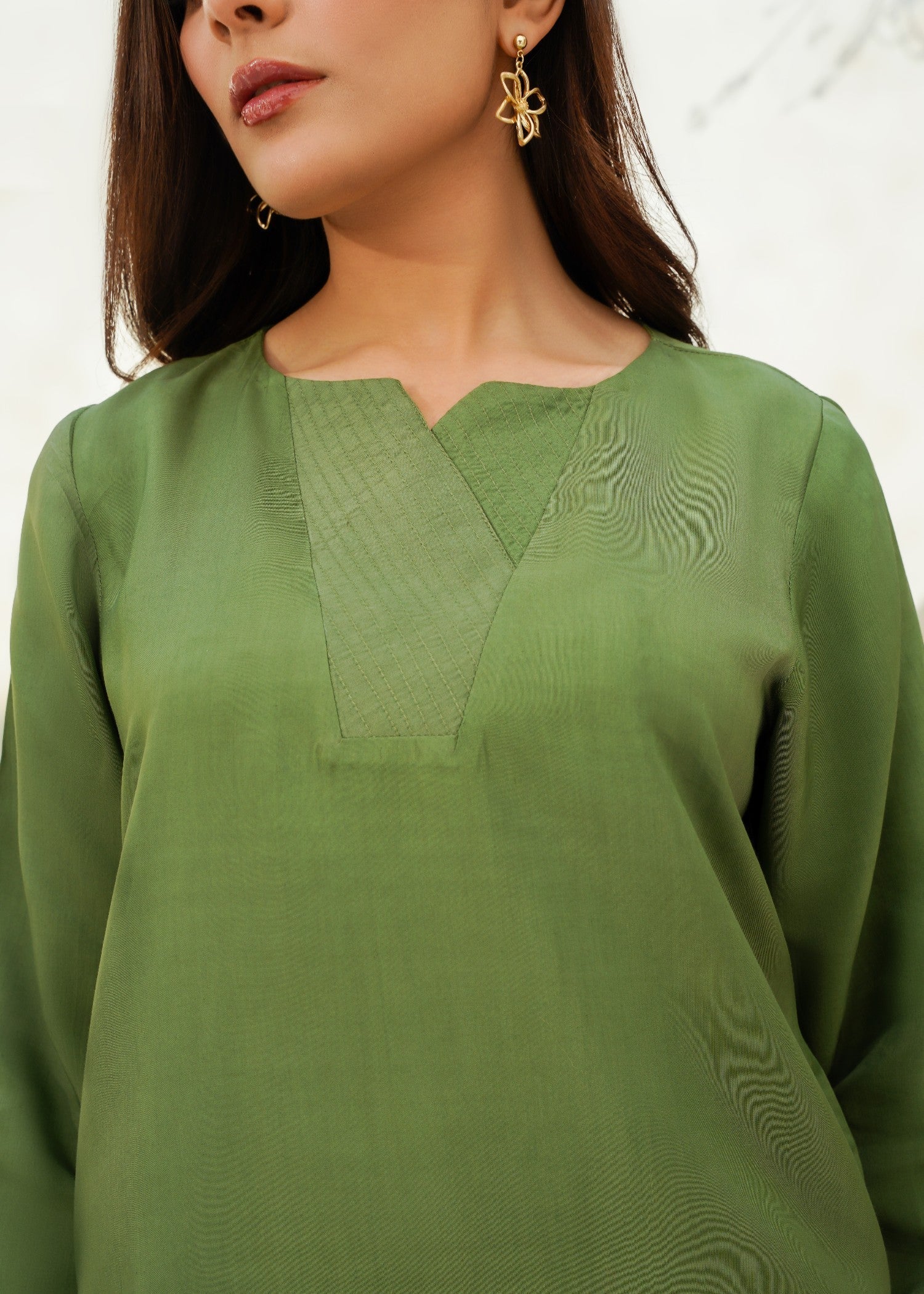 cotton silk Co ord Sets in Olive green
