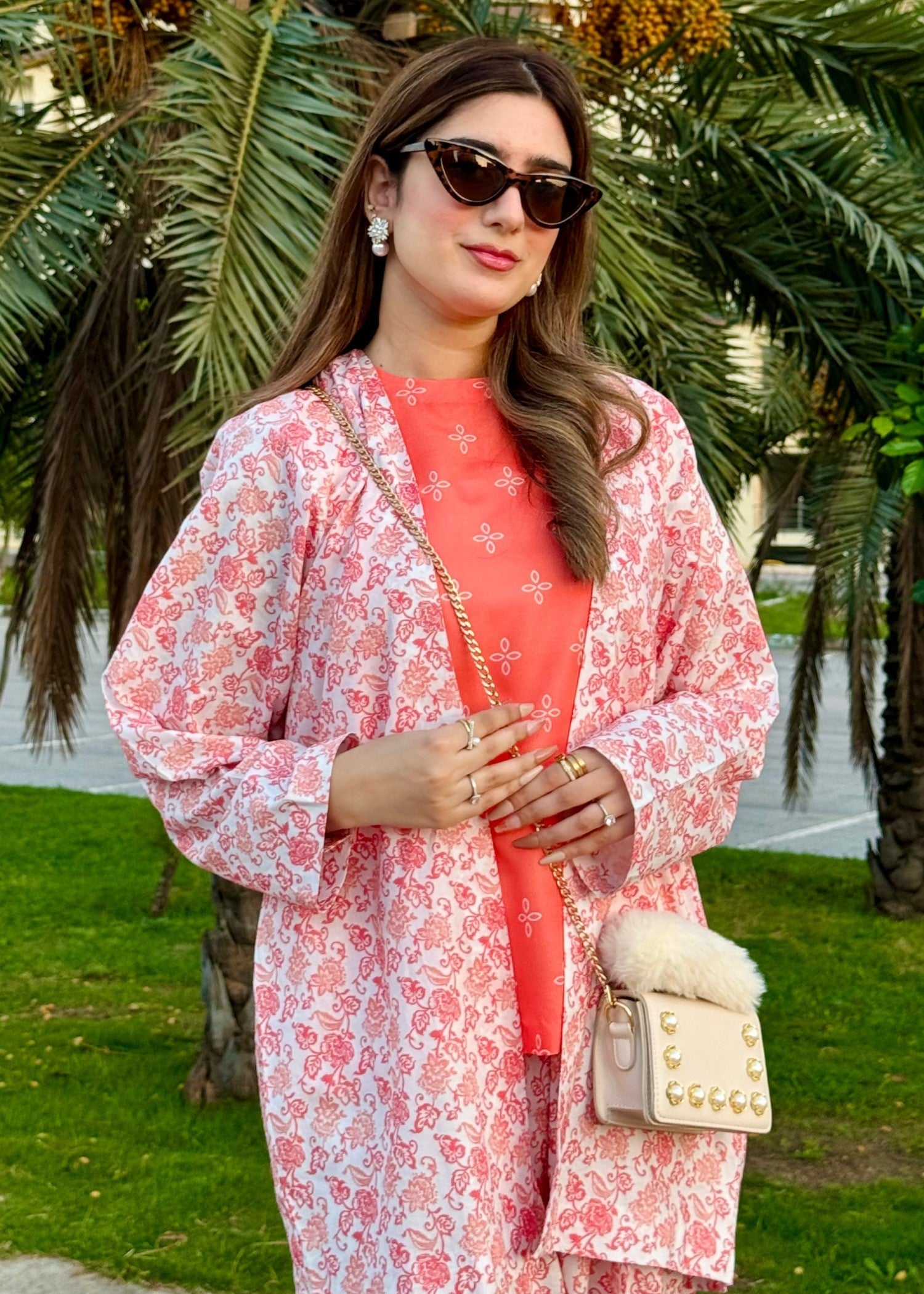 cotton Co Ord Sets in Peach pink
