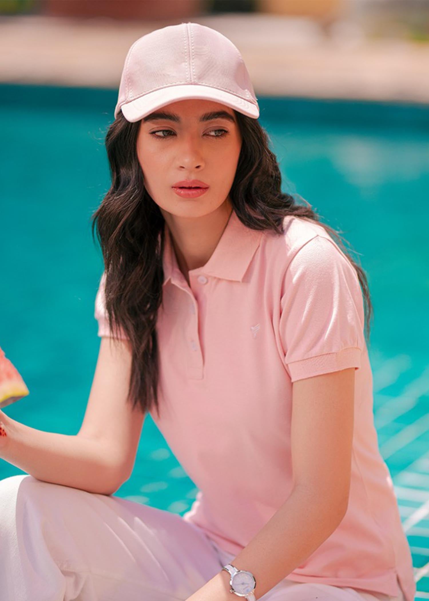 cotton Polo Shirt in Pink