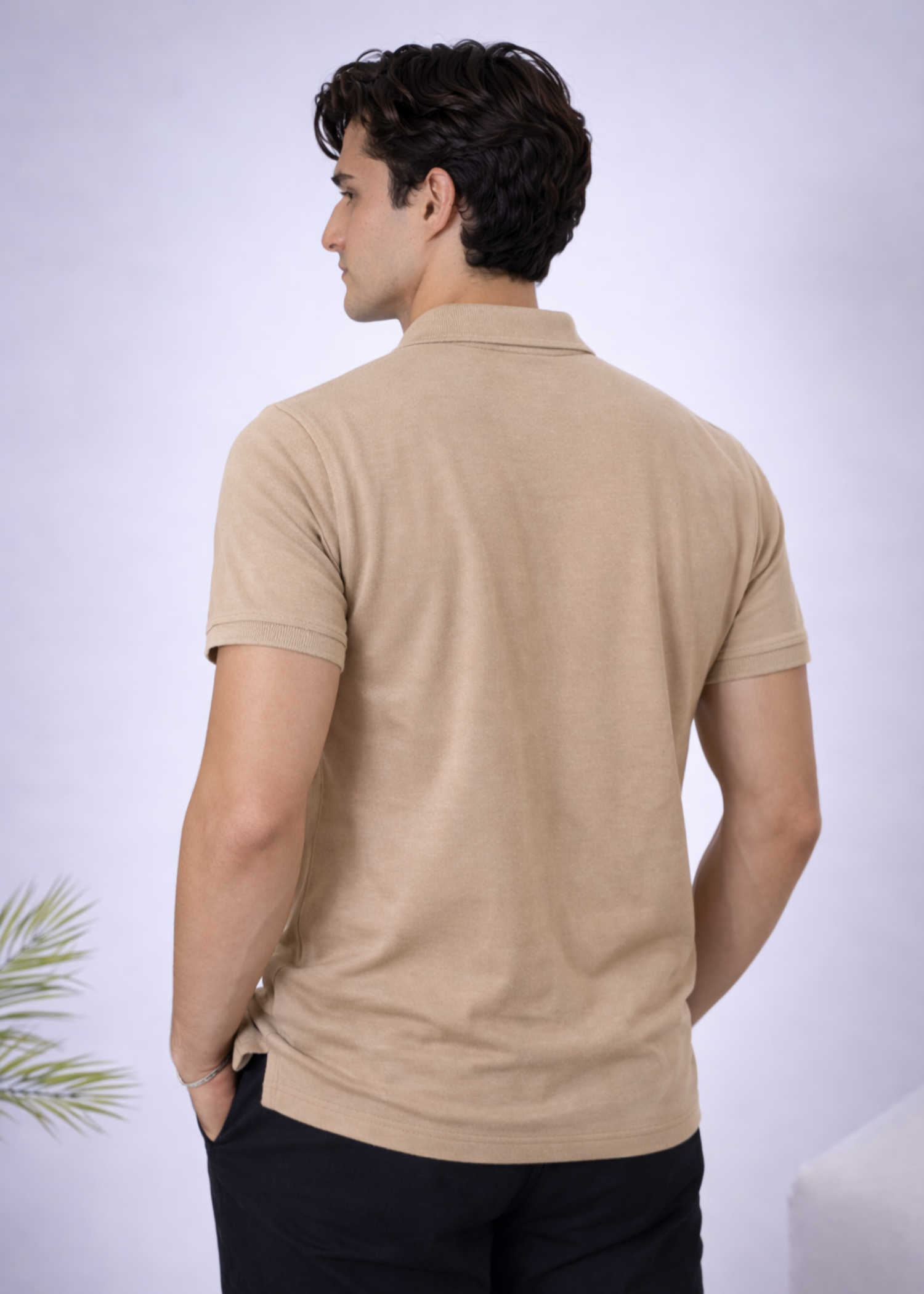 cotton Polo Shirt in Beige